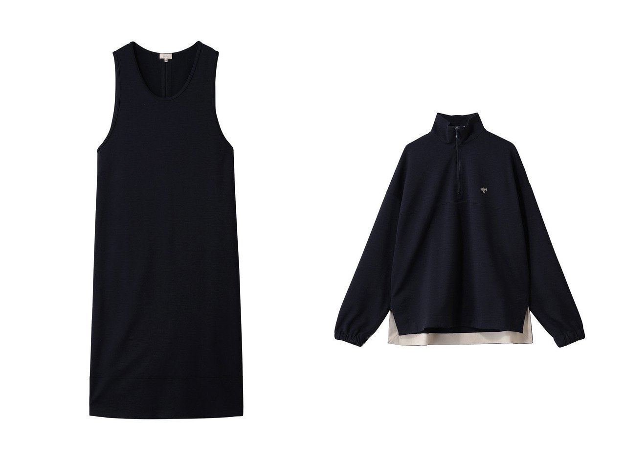 【BLAMINK/ブラミンク】の【BLMK】 Uネックノースリーブワンピース&【BLMK】 ハーフジップロングスリーブ おすすめ！トレンド、レディースファッションの通販 おすすめ人気トレンドファッション通販アイテム インテリア・キッズ・メンズ・レディースファッション・服の通販 founy(ファニー) 　ファッション　Fashion　レディースファッション　Fashion for Women　ワンピース　Dresses　チュニック　Tunic Tops & Dresses　トップス・カットソー　Cut & Sew Tops　シャツ・ブラウス・オフィスカジュアル　Elegant Blouses & Button-Ups　レディースパーカー・カジュアルフーディー　Casual Hoodies & Sweatshirts　ロングTシャツ・Tシャツ　Longline T-Shirts & Tees　スウェット・クルーネックトップス　Sweatshirts & Crewnecks / Relaxed Fit Sweat Tops　カットソー・ベーシックTシャツ　Cut-and-Sewn Tops / Stretch Tees & Basics　ストレート　Straight, Straight Cut　タートルネック　Turtleneck, High Neck　チュニック　Tunic, Long Top　ノースリーブ　Sleeveless, No-Sleeve　新作・新入荷　New Arrivals / New In　ブラック系　Black　ブルー系　Blue　|ID:crp329100000225311