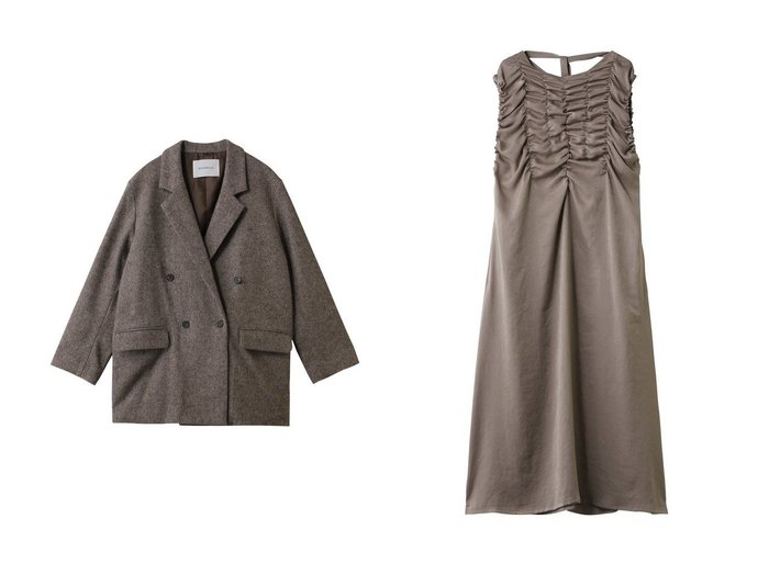 【MIDIUMISOLID/ミディウミソリッド】のdouble breasted tweed JK ジャケット&random shirring OP ワンピース おすすめ！トレンド、レディースファッションの通販 おすすめ人気トレンドファッション通販アイテム 人気、トレンドファッション・服の通販 founy(ファニー) ファッション Fashion レディースファッション Fashion for Women アウター Coat / Outerwear Collection レディースジャケット・軽アウター Jackets ワンピース Dresses チュニック Tunic Tops & Dresses ジャケット Jacket, Outerwear スラックス Slacks, Dress Pants ダウン Down, Puffer ツイード Twill, Twill Weave デニム Denim, Jeans Material マニッシュ Mannish, Boyish エレガント 上品 Elegant 新作・新入荷 New Arrivals / New In |ID:crp329100000225317