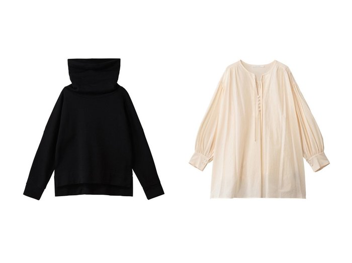 【PLAIN PEOPLE/プレインピープル】のカシミヤタッチ裏毛オフタートルプルオーバー&コットンボイルガーゼタンブラースモックブラウス おすすめ！トレンド、レディースファッションの通販 おすすめ人気トレンドファッション通販アイテム 人気、トレンドファッション・服の通販 founy(ファニー) ファッション Fashion レディースファッション Fashion for Women トップス・カットソー Cut & Sew Tops シャツ・ブラウス・オフィスカジュアル Elegant Blouses & Button-Ups ロングTシャツ・Tシャツ Longline T-Shirts & Tees カジュアルプルオーバー・ニットトップス Pullovers & Knit Tops / Casual Pullovers カットソー・ベーシックTシャツ Cut-and-Sewn Tops / Stretch Tees & Basics スリーブ Sleeve, Long Sleeve / Short Sleeve バランス Balance, Style Balance リラックス Relax, Relaxed Fit ロング Long, Long-Length 新作・新入荷 New Arrivals / New In |ID:crp329100000225318