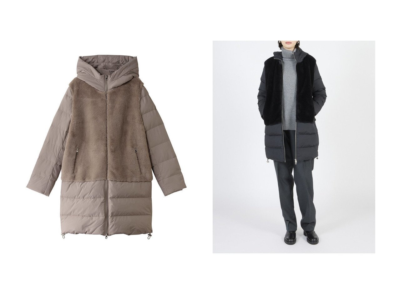 【LIGNAGGIO/リナージオ】のミンク風ダウンコート フード付き おすすめ！トレンド、レディースファッションの通販 おすすめ人気トレンドファッション通販アイテム インテリア・キッズ・メンズ・レディースファッション・服の通販 founy(ファニー) 　ファッション　Fashion　レディースファッション　Fashion for Women　アウター　Coat / Outerwear Collection　コート・ロングコート・ピーコート　Long Coats, Peacoats & More　ダウンジャケット・軽量ダウン　Warm & Lightweight Down Jackets　エレガント 上品　Elegant　ダウン　Down, Puffer　ドローコード　Drawcord, Drawstring Cord　ファブリック　Fabric, Textile　再入荷　Restock / Back in Stock　冬　Winter / This Winter　グレー系　Gray　ブラック系　Black　|ID:crp329100000225319