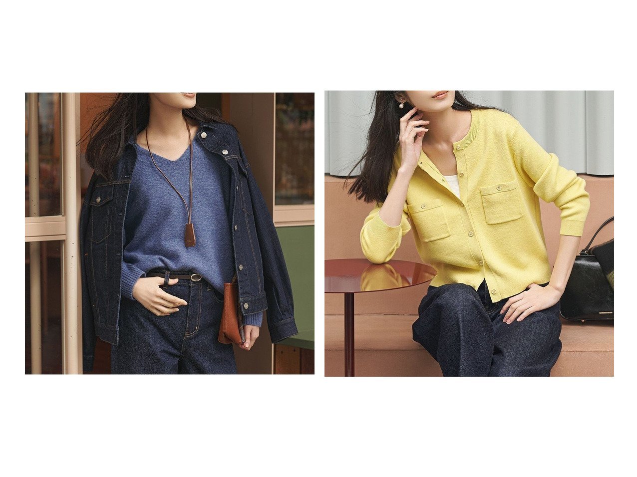 【NIJYUSANKU/23区】のコットンカシミヤ ポケット カーディガン&【/RED CARD TOKYO×23区】オーバーサイズ デニム ジャケット おすすめ！トレンド、レディースファッションの通販 おすすめ人気トレンドファッション通販アイテム インテリア・キッズ・メンズ・レディースファッション・服の通販 founy(ファニー) 　ファッション　Fashion　レディースファッション　Fashion for Women　アウター　Coat / Outerwear Collection　レディースジャケット・軽アウター　Jackets　デニムジャケット / カジュアルアウター　Denim Jackets　トップス・カットソー　Cut & Sew Tops　カーディガン・羽織り　Layered Style Cardigans　インディゴ　Indigo Denim　ウォッシュ　Washed Finish　ヴィンテージ　Vintage Style　春　Spring　クラシック　Classic, Timeless Style　今季　This Season, Current Season　シンプル　Simple, Minimal　ジャケット　Jacket, Outerwear　ストレッチ　Stretch, Stretchy Fabric　センター　Center, Center Line　デニム　Denim, Jeans Material　パターン　Pattern, Design Print　プレミアム　Premium, High-End　ベーシック　Basic, Essential　モダン　Modern, Contemporary　リアル　Real, Realistic　ワイド　Wide, Wide Fit　S/S・春夏　SS, Spring/Summer, Warm Season　夏　Summer　イエロー　Yellow　カーディガン　Cardigan, Knitwear　なめらか　Smooth, Silky Texture　ポケット　Pocket, Pocket Detail　エレガント 上品　Elegant　ブルー系　Blue　グレー系　Gray　イエロー系　Yellow　オレンジ系　Orange　グリーン系　Green　|ID:crp329100000225327