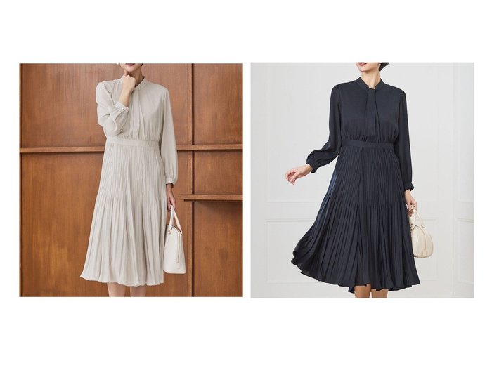 【NIJYUSANKU/23区】の【/洗える】クリスタルアムンゼン ウエスト切り替え ワンピース おすすめ！トレンド、レディースファッションの通販 おすすめ人気トレンドファッション通販アイテム 人気、トレンドファッション・服の通販 founy(ファニー) ファッション Fashion レディースファッション Fashion for Women ワンピース Dresses 春 Spring 洗える Machine Washable ジャケット Jacket, Outerwear ツイード Twill, Twill Weave ドレープ Drape, Draping Fabric 長袖 Long Sleeve, Full Sleeve パール Pearl, Pearl Accent フレア Flare, Flared フロント Front, Front Design プリーツ Pleats, Pleated ランダム Random, Irregular ワンポイント One Point, Statement Accent S/S・春夏 SS, Spring/Summer, Warm Season 夏 Summer エレガント 上品 Elegant セレモニー Ceremony ビジネス 仕事 通勤 Business / Work / Commuting |ID:crp329100000225329