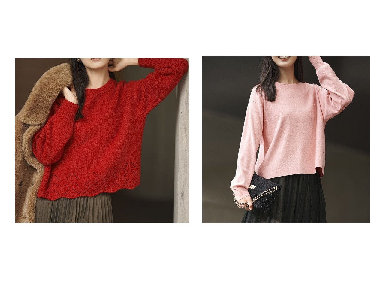 【NIJYUSANKU/23区】の【洗える】レーシーヘムデザイン パフスリーブ ニット&【/WEB&一部店舗限定カラーあり】クリスタルホットフィット ニット おすすめ！トレンド、レディースファッションの通販 おすすめ人気トレンドファッション通販アイテム インテリア・キッズ・メンズ・レディースファッション・服の通販 founy(ファニー) 　ファッション　Fashion　レディースファッション　Fashion for Women　トップス・カットソー　Cut & Sew Tops　ニット　Knit Tops & Sweaters　インナー　Innerwear　洗える　Machine Washable　カットソー　Cut and Sewn Top　クラシック　Classic, Timeless Style　シンプル　Simple, Minimal　スリーブ　Sleeve, Long Sleeve / Short Sleeve　セーター　Sweater, Knitwear　透かし　Cut-Out, Lacework　フェミニン　Feminine, Girly　フレア　Flare, Flared　A/W・秋冬　Autumn/Winter　冬　Winter / This Winter　おすすめ　Recommended / Our Picks　エレガント 上品　Elegant　2025年　2025　2025-2026秋冬・A/W　Autumn/Winter 2025–26 AW25–26　オレンジ系　Orange　グレー系　Gray　イエロー系　Yellow　ブルー系　Blue　レッド系　Red　ブラック系　Black　ホワイト系　White　|ID:crp329100000225335