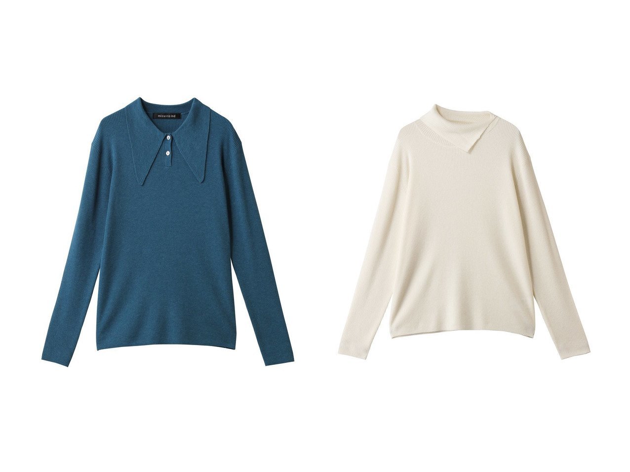 【mizuiro ind/ミズイロ インド】のlong collar knit Polo ポロニット&O with button プルオーバー おすすめ！トレンド、レディースファッションの通販 おすすめ人気トレンドファッション通販アイテム インテリア・キッズ・メンズ・レディースファッション・服の通販 founy(ファニー) 　ファッション　Fashion　レディースファッション　Fashion for Women　トップス・カットソー　Cut & Sew Tops　ニット　Knit Tops & Sweaters　カジュアルプルオーバー・ニットトップス　Pullovers & Knit Tops / Casual Pullovers　クラシカル　Classical, Vintage-Inspired　シンプル　Simple, Minimal　デニム　Denim, Jeans Material　トレンド　Trend, Trending Now　新作・新入荷　New Arrivals / New In　イエロー系　Yellow　ブルー系　Blue　グレー系　Gray　ブラック系　Black　|ID:crp329100000225360