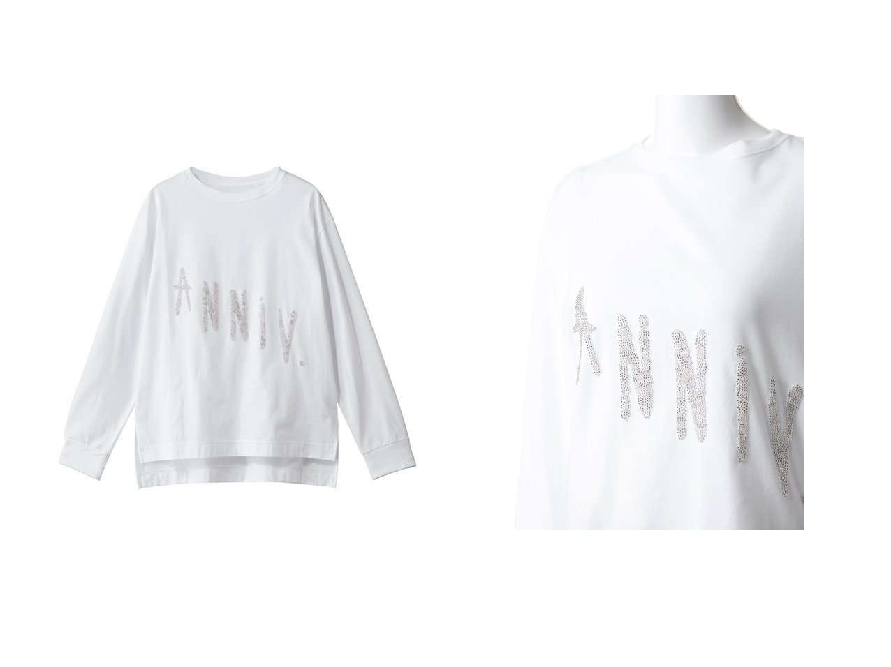 【GALLARDAGALANTE/ガリャルダガランテ】の【25th記念アイテム】ANNIVビジューロンTee おすすめ！トレンド、レディースファッションの通販 おすすめ人気トレンドファッション通販アイテム インテリア・キッズ・メンズ・レディースファッション・服の通販 founy(ファニー) 　ファッション　Fashion　レディースファッション　Fashion for Women　トップス・カットソー　Cut & Sew Tops　シャツ・ブラウス・オフィスカジュアル　Elegant Blouses & Button-Ups　ロングTシャツ・Tシャツ　Longline T-Shirts & Tees　カットソー・ベーシックTシャツ　Cut-and-Sewn Tops / Stretch Tees & Basics　シンプル　Simple, Minimal　スリーブ　Sleeve, Long Sleeve / Short Sleeve　定番　Standard, Basic Item　ビジュー　Bijou, Jewel-like Accent　ベーシック　Basic, Essential　ロング　Long, Long-Length　ホリデーシーズン　Holiday Season　新作・新入荷　New Arrivals / New In　ホワイト系　White　|ID:crp329100000225372