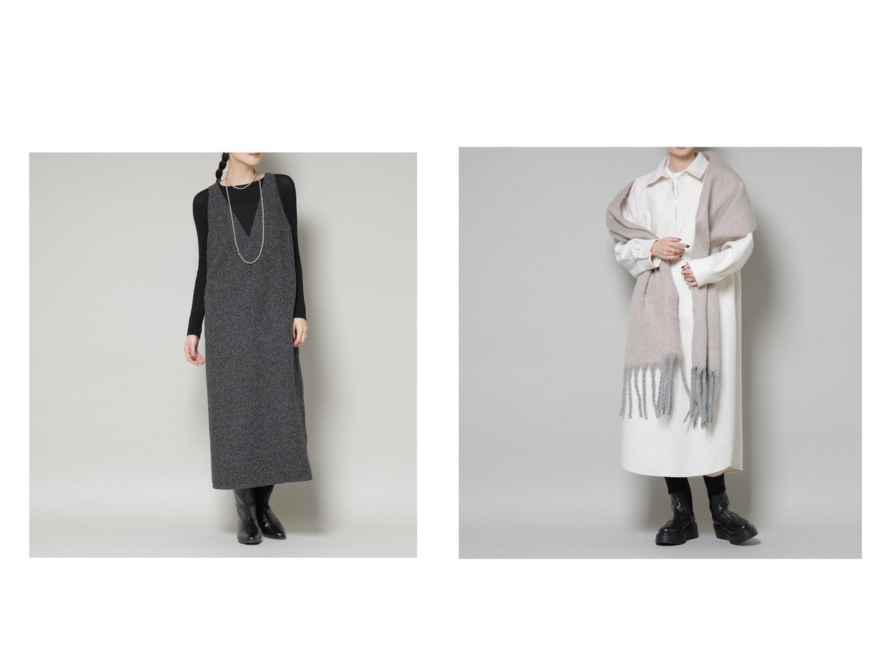【nano universe/ナノ ユニバース】のソフトメルトンジャージーハーフジップワンピース&ツイードIラインワンピース×シアーリブニットセット おすすめ！トレンド、レディースファッションの通販 おすすめ人気トレンドファッション通販アイテム インテリア・キッズ・メンズ・レディースファッション・服の通販 founy(ファニー) 　ファッション　Fashion　レディースファッション　Fashion for Women　ワンピース　Dresses　ツイード　Twill, Twill Weave　エレガント 上品　Elegant　2025年　2025　2025-2026秋冬・A/W　Autumn/Winter 2025–26 AW25–26　ブラック系　Black　イエロー系　Yellow　|ID:crp329100000225389