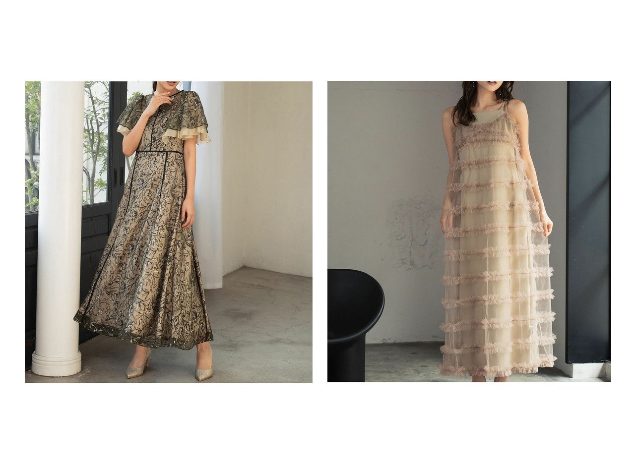 【GIRL/ガール】の総レースフレアスリーブハイウエストロング丈ワンピースパーティードレス&インナーワンピース付きシアーボーダーロング丈ワンピースパーティードレス プチプラ、パーティードレス　おすすめ！トレンド、レディースファッションの通販 おすすめ人気トレンドファッション通販アイテム インテリア・キッズ・メンズ・レディースファッション・服の通販 founy(ファニー) 　ファッション　Fashion　レディースファッション　Fashion for Women　ワンピース　Dresses　フォーマル・パーティードレス・結婚式用ドレス　Elegant & Casual Dresses　新作・新入荷　New Arrivals / New In　プチプライス・低価格　Affordable / Budget Price　|ID:crp329100000225405