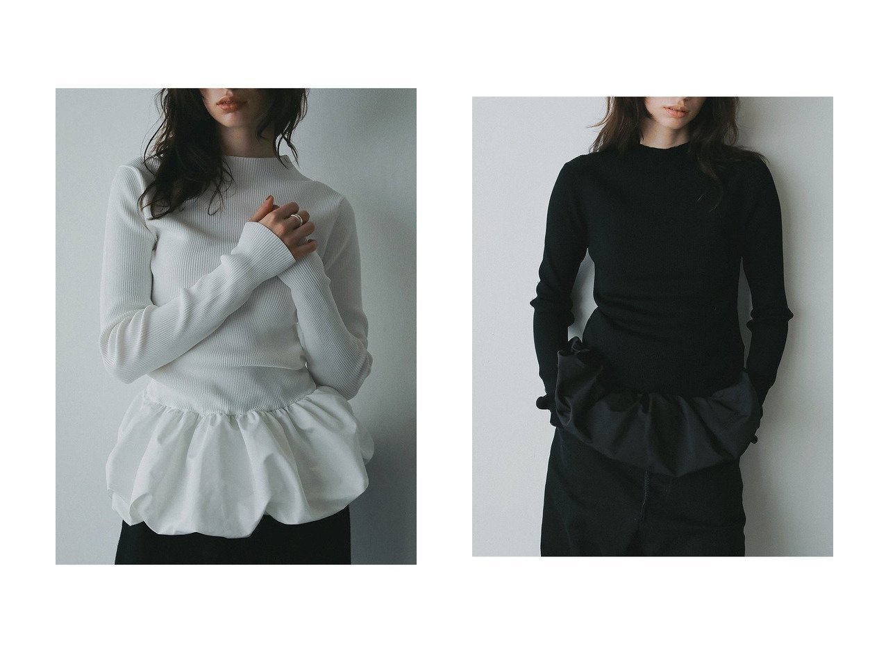 【HER./ハー】のバルーンドッキングニット おすすめ！トレンド、レディースファッションの通販 おすすめ人気トレンドファッション通販アイテム インテリア・キッズ・メンズ・レディースファッション・服の通販 founy(ファニー) 　ファッション　Fashion　レディースファッション　Fashion for Women　トップス・カットソー　Cut & Sew Tops　ニット　Knit Tops & Sweaters　カジュアルプルオーバー・ニットトップス　Pullovers & Knit Tops / Casual Pullovers　ギャザー　Gathered, Ruffled　シンプル　Simple, Minimal　ドッキング　Docking, Mixed Material　バルーン　Balloon, Balloon Silhouette　切替　Switching, Contrast Panel　新作・新入荷　New Arrivals / New In　ブラック系　Black　ホワイト系　White　|ID:crp329100000225414