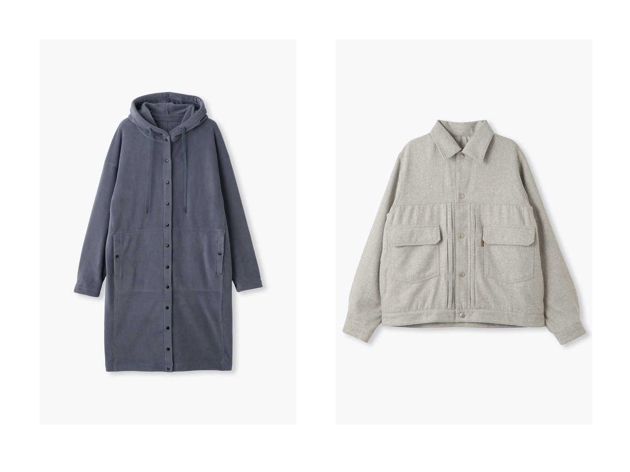 【lelill/レリル】のコージーフリース フーディコート&WOOLGジャン ジャケット おすすめ！トレンド、レディースファッションの通販 おすすめ人気トレンドファッション通販アイテム インテリア・キッズ・メンズ・レディースファッション・服の通販 founy(ファニー) 　ファッション　Fashion　レディースファッション　Fashion for Women　アウター　Coat / Outerwear Collection　コート・ロングコート・ピーコート　Long Coats, Peacoats & More　レディースジャケット・軽アウター　Jackets　シンプル　Simple, Minimal　フロント　Front, Front Design　ポケット　Pocket, Pocket Detail　ロング　Long, Long-Length　人気　Popular, Best Seller　新作・新入荷　New Arrivals / New In　グレー系　Gray　ブルー系　Blue　|ID:crp329100000225416