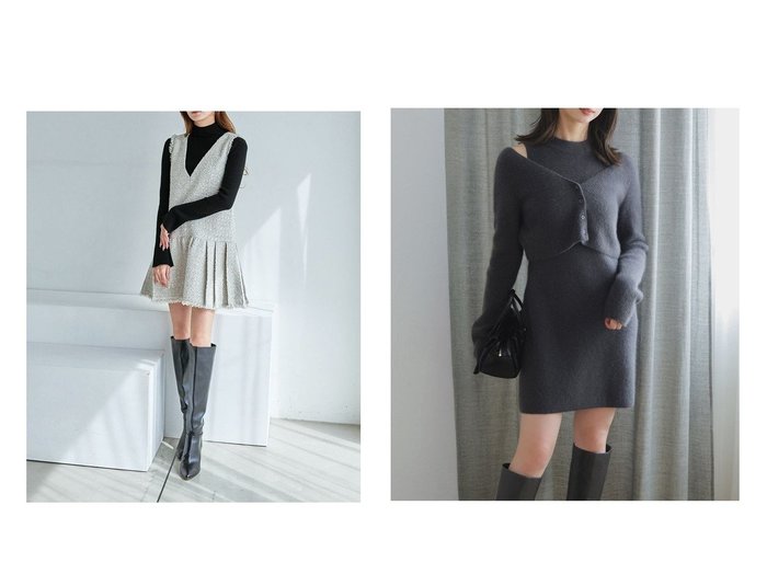 【SNIDEL/スナイデル】のラクーン畦ショートカーディガン&Vネックツイードジャンスカ おすすめ!トレンド、レディースファッションの通販 おすすめ人気トレンドファッション通販アイテム 人気、トレンドファッション・服の通販 founy(ファニー) ファッション Fashion レディースファッション Fashion for Women トップス・カットソー Cut & Sew Tops カーディガン・羽織り Layered Style Cardigans Vネックトップス V-Neck Tops / V-Cut Neckline Shirts ウェーブ Wavy Pattern 畦 Ribbed Knit カーディガン Cardigan, Knitwear クロップド Cropped, Short Length ショート Short, Short Length シンプル Simple, Minimal スマート Smart, Elegant A/W・秋冬 Autumn/Winter おすすめ Recommended / Our Picks シアー Sheer, See-Through スパンコール Sequins, Sequin Embellishment スペシャル Special, Limited Edition ツイード Twill, Twill Weave フレア Flare, Flared プリーツ Pleats, Pleated ポケット Pocket, Pocket Detail エレガント 上品 Elegant |ID:crp329100000225424