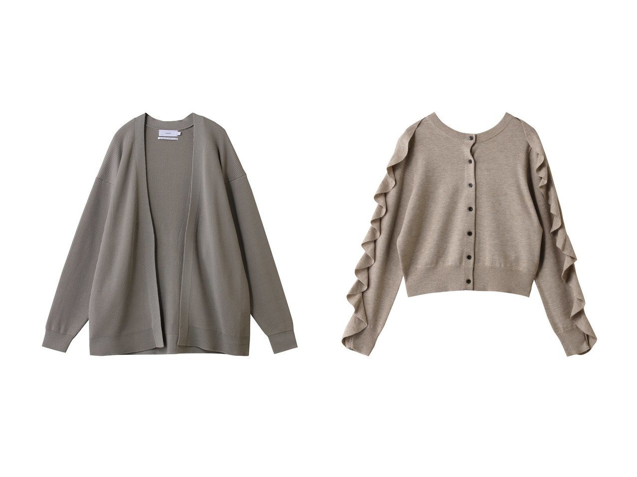 【CLANE/クラネ】のW FACE SHOULDER FRILL KNIT CARDIGAN&【Graphpaper/グラフペーパー】のカーディガン おすすめ！トレンド、レディースファッションの通販 おすすめ人気トレンドファッション通販アイテム インテリア・キッズ・メンズ・レディースファッション・服の通販 founy(ファニー) 　ファッション　Fashion　レディースファッション　Fashion for Women　トップス・カットソー　Cut & Sew Tops　ニット　Knit Tops & Sweaters　カーディガン・羽織り　Layered Style Cardigans　カーディガン　Cardigan, Knitwear　シンプル　Simple, Minimal　ロング　Long, Long-Length　新作・新入荷　New Arrivals / New In　なめらか　Smooth, Silky Texture　フリル　Frill, Ruffle　羽織　Haori, Light Jacket　グレー系　Gray　ベージュ系　Beige　ブラック系　Black　|ID:crp329100000225443