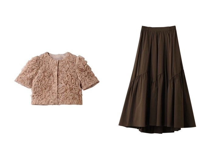 【allureville/アルアバイル】の【Loulou Willoughby】チュールローズBO&バイヤス切替ギャザーSK A おすすめ!トレンド、レディースファッションの通販 おすすめ人気トレンドファッション通販アイテム 人気、トレンドファッション・服の通販 founy(ファニー) ファッション Fashion レディースファッション Fashion for Women アウター Coat / Outerwear Collection レディースジャケット・軽アウター Jackets スカート Skirts ロングスカート Long Skirts / Maxi & Midi Skirts おすすめ Recommended / Our Picks ジャケット Jacket, Outerwear チュール Tulip, Tulip Motif パーティ Party, Party Style ブルゾン Blouson, Bomber Jacket ボレロ Bolero, Short Cardigan モチーフ Motif, Design Theme ローズ Rose, Rose Motif 新作・新入荷 New Arrivals / New In 2025年 2025 2025-2026秋冬・A/W Autumn/Winter 2025–26 AW25–26 オケージョン Occasion Wear ギャザー Gathered, Ruffled ロング Long, Long-Length 切替 Switching, Contrast Panel A/W・秋冬 Autumn/Winter |ID:crp329100000225456