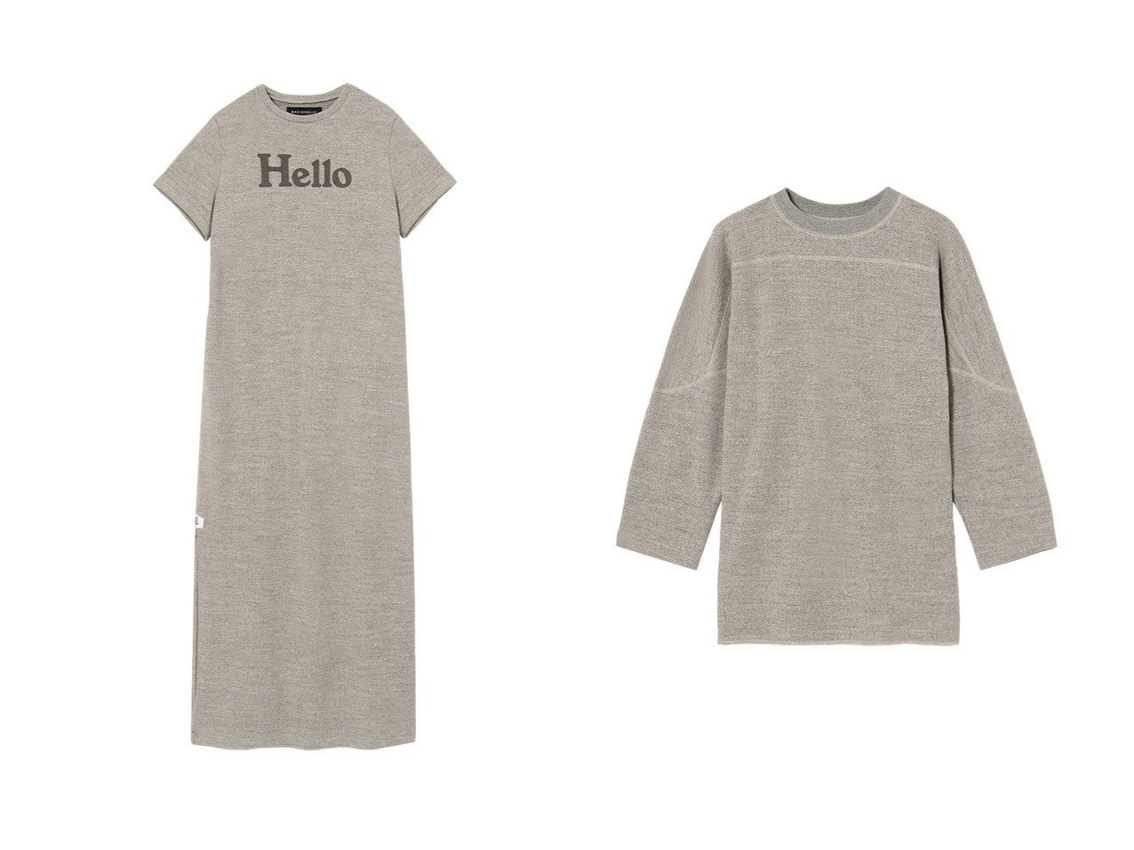 【MADISONBLUE/マディソンブルー】のS OP SWEAT HELLOスウェットワンピース&FOOTBALL TEE SWEAT フットボールTシャツ おすすめ！トレンド、レディースファッションの通販 おすすめ人気トレンドファッション通販アイテム インテリア・キッズ・メンズ・レディースファッション・服の通販 founy(ファニー) 　ファッション　Fashion　レディースファッション　Fashion for Women　ワンピース　Dresses　チュニック　Tunic Tops & Dresses　トップス・カットソー　Cut & Sew Tops　シャツ・ブラウス・オフィスカジュアル　Elegant Blouses & Button-Ups　レディースパーカー・カジュアルフーディー　Casual Hoodies & Sweatshirts　ロングTシャツ・Tシャツ　Longline T-Shirts & Tees　スウェット・クルーネックトップス　Sweatshirts & Crewnecks / Relaxed Fit Sweat Tops　カットソー・ベーシックTシャツ　Cut-and-Sewn Tops / Stretch Tees & Basics　スウェット / スエット　Sweatshirt, Sweatwear　スリット　Slit, Slit Detail　チュニック　Tunic, Long Top　プリント　Print, Printed Pattern　リラックス　Relax, Relaxed Fit　ロング　Long, Long-Length　半袖　Short Sleeve, Half Sleeve　夏　Summer　新作・新入荷　New Arrivals / New In　S/S・春夏　SS, Spring/Summer, Warm Season　おすすめ　Recommended / Our Picks　スポーティ　Sporty, Casual Athletic　スリーブ　Sleeve, Long Sleeve / Short Sleeve　セットアップ　Set-Up, Coordinated Outfit　グレー系　Gray　|ID:crp329100000225460