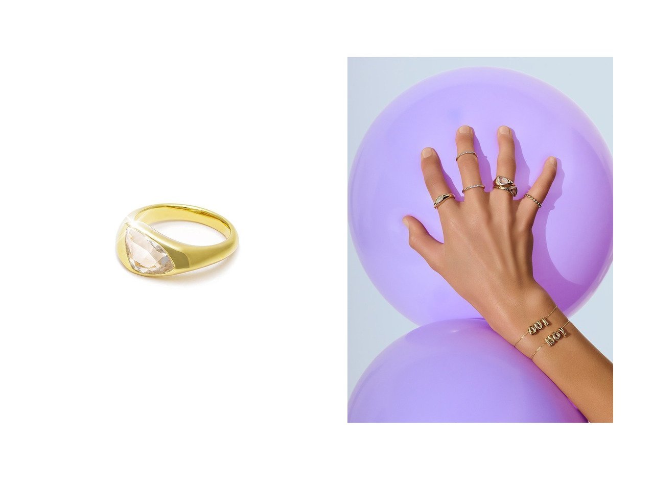 【oeau/オー】のquartz リング&small star リング おすすめ！トレンド、レディースファッションの通販 おすすめ人気トレンドファッション通販アイテム インテリア・キッズ・メンズ・レディースファッション・服の通販 founy(ファニー) 　ファッション　Fashion　レディースファッション　Fashion for Women　アシンメトリー　Asymmetrical Style　イエロー　Yellow　シンプル　Simple, Minimal　センター　Center, Center Line　新作・新入荷　New Arrivals / New In　シルバー系　Silver　|ID:crp329100000225465