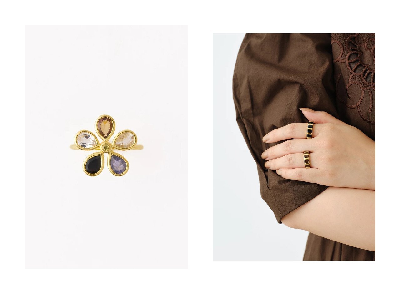 【NE QUITTEZ PAS/ヌキテパ】の【UPALA】 MULTI GEM フラワー リング&【UPALA】 RECTANGLE GEM リング おすすめ！トレンド、レディースファッションの通販 おすすめ人気トレンドファッション通販アイテム インテリア・キッズ・メンズ・レディースファッション・服の通販 founy(ファニー) 　ファッション　Fashion　レディースファッション　Fashion for Women　2025年　2025　2025-2026秋冬・A/W　Autumn/Winter 2025–26 AW25–26　おすすめ　Recommended / Our Picks　シンプル　Simple, Minimal　ストーン　Stone, Gem-Like　フラワー　Flower, Floral　メガネ　Glasses, Eyewear　モチーフ　Motif, Design Theme　エレガント 上品　Elegant　A/W・秋冬　Autumn/Winter　ブラウン系　Brown　ブルー系　Blue　|ID:crp329100000225468