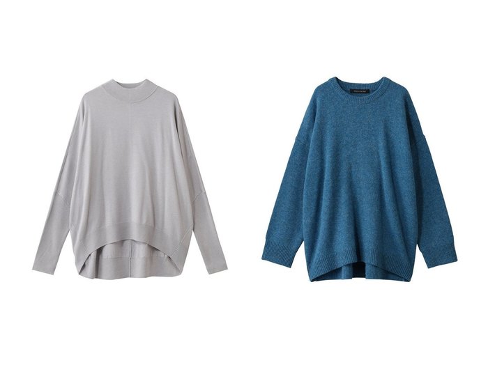 【mizuiro ind/ミズイロ インド】のコクーンリブスリーブプルオーバー&クルーネックワイドプルオーバー おすすめ！トレンド、レディースファッションの通販 おすすめ人気トレンドファッション通販アイテム 人気、トレンドファッション・服の通販 founy(ファニー) ファッション Fashion レディースファッション Fashion for Women トップス・カットソー Cut & Sew Tops ニット Knit Tops & Sweaters カジュアルプルオーバー・ニットトップス Pullovers & Knit Tops / Casual Pullovers スラックス Slacks, Dress Pants デニム Denim, Jeans Material ハイネック High Neck, Mock Neck バランス Balance, Style Balance ヘムライン Hemline, Bottom Cut エレガント 上品 Elegant 新作・新入荷 New Arrivals / New In |ID:crp329100000225473