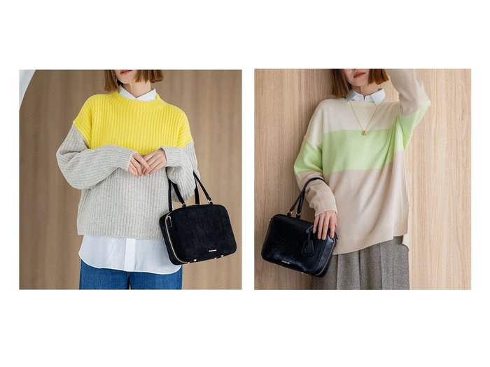 【NIJYUSANKU/23区】の【/洗える】ウールカシミヤ カラーブロック バルキー ニット&【/洗える】ウールカシミヤ カラーブロック チュニック ニット おすすめ！トレンド、レディースファッションの通販 おすすめ人気トレンドファッション通販アイテム 人気、トレンドファッション・服の通販 founy(ファニー) 　ファッション　Fashion　レディースファッション　Fashion for Women　トップス・カットソー　Cut & Sew Tops　ニット　Knit Tops & Sweaters　洗える　Machine Washable　畦　Ribbed Knit　シンプル　Simple, Minimal　セーター　Sweater, Knitwear　デニム　Denim, Jeans Material　ハイネック　High Neck, Mock Neck　ブロック　Block, Solid Block Pattern　A/W・秋冬　Autumn/Winter　エレガント 上品　Elegant　|ID:crp329100000225492