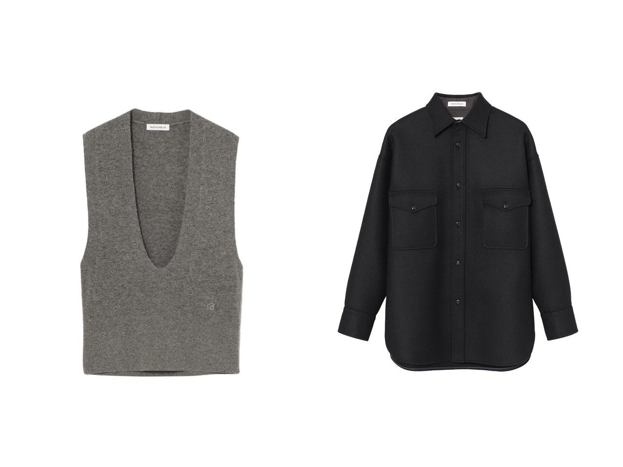 【MADISONBLUE/マディソンブルー】のDEEP V NECK VEST ディープVネックベスト&CPO JK WOOL ウールCPOジャケット おすすめ！トレンド、レディースファッションの通販 おすすめ人気トレンドファッション通販アイテム インテリア・キッズ・メンズ・レディースファッション・服の通販 founy(ファニー) 　ファッション　Fashion　レディースファッション　Fashion for Women　トップス・カットソー　Cut & Sew Tops　ニット　Knit Tops & Sweaters　カーディガン・羽織り　Layered Style Cardigans　ベスト&ジレ / 重ね着スタイル　Vests & Gilets　Vネックトップス　V-Neck Tops / V-Cut Neckline Shirts　アウター　Coat / Outerwear Collection　レディースジャケット・軽アウター　Jackets　ブルゾンジャケット・スポーティアウター　Blouson Jackets　カーディガン　Cardigan, Knitwear　スラックス　Slacks, Dress Pants　フォルム　Silhouette, Form　ベスト　Vest, Waistcoat　ワイド　Wide, Wide Fit　新作・新入荷　New Arrivals / New In　グレー系　Gray　ブルー系　Blue　ベージュ系　Beige　|ID:crp329100000225503