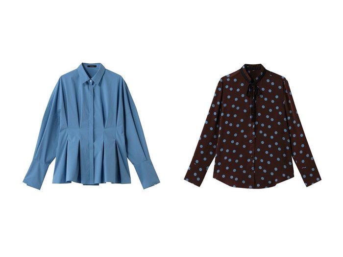 【allureville/アルアバイル】のコインドットナロータイブラウス&フレアカフスタックブラウス おすすめ！トレンド、レディースファッションの通販 おすすめ人気トレンドファッション通販アイテム 人気、トレンドファッション・服の通販 founy(ファニー) ファッション Fashion レディースファッション Fashion for Women トップス・カットソー Cut & Sew Tops シャツ・ブラウス・オフィスカジュアル Elegant Blouses & Button-Ups アクセサリー Fashion Accessories カフス Cuff Design スリーブ Sleeve, Long Sleeve / Short Sleeve ロング Long, Long-Length エレガント 上品 Elegant 新作・新入荷 New Arrivals / New In |ID:crp329100000225506