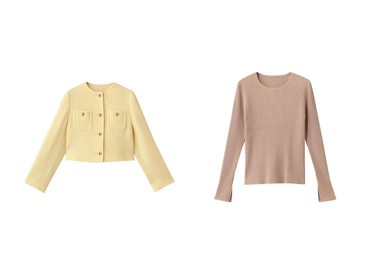 【allureville/アルアバイル】のブークレーノーカラージャケット&【Loulou Willoughby】LAME RIB プルオーバー おすすめ！トレンド、レディースファッションの通販 おすすめ人気トレンドファッション通販アイテム インテリア・キッズ・メンズ・レディースファッション・服の通販 founy(ファニー) 　ファッション　Fashion　レディースファッション　Fashion for Women　アウター　Coat / Outerwear Collection　レディースジャケット・軽アウター　Jackets　ノーカラージャケット / シンプル上品コーデ　Collarless Jackets　トップス・カットソー　Cut & Sew Tops　ニット　Knit Tops & Sweaters　カジュアルプルオーバー・ニットトップス　Pullovers & Knit Tops / Casual Pullovers　コンパクト　Compact, Small Size　ショート　Short, Short Length　ジャケット　Jacket, Outerwear　バランス　Balance, Style Balance　ボトム　Bottoms, Lower Wear　リュクス　Luxury, Elegant, High-End, Chic　エレガント 上品　Elegant　新作・新入荷　New Arrivals / New In　ホワイト系　White　イエロー系　Yellow　ブラック系　Black　|ID:crp329100000225507