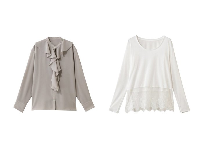 【GALLARDAGALANTE/ガリャルダガランテ】のラッフルタイブラウス&【martinique/マルティニーク】のレースコンビクルーネックカットソー おすすめ！トレンド、レディースファッションの通販 おすすめ人気トレンドファッション通販アイテム 人気、トレンドファッション・服の通販 founy(ファニー) ファッション Fashion レディースファッション Fashion for Women トップス・カットソー Cut & Sew Tops シャツ・ブラウス・オフィスカジュアル Elegant Blouses & Button-Ups ロングTシャツ・Tシャツ Longline T-Shirts & Tees カットソー・ベーシックTシャツ Cut-and-Sewn Tops / Stretch Tees & Basics おすすめ Recommended / Our Picks エレガント 上品 Elegant スリーブ Sleeve, Long Sleeve / Short Sleeve ロング Long, Long-Length 新作・新入荷 New Arrivals / New In |ID:crp329100000225514