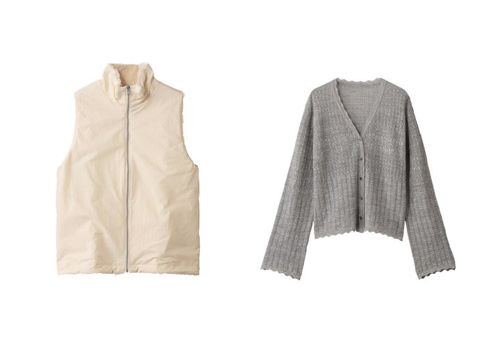 【PRISTINE/プリスティン】のタイプライターリバーシブルベスト&アルパカレーシーニットカーディガン おすすめ！トレンド、レディースファッションの通販 おすすめ人気トレンドファッション通販アイテム 人気、トレンドファッション・服の通販 founy(ファニー) ファッション Fashion レディースファッション Fashion for Women トップス・カットソー Cut & Sew Tops ニット Knit Tops & Sweaters カーディガン・羽織り Layered Style Cardigans アウター Coat / Outerwear Collection レディースジャケット・軽アウター Jackets カーディガン Cardigan, Knitwear スカラップ Scallop, Scalloped Edge フェミニン Feminine, Girly レーシー Lacy, Lace-Like 新作・新入荷 New Arrivals / New In A/W・秋冬 Autumn/Winter コンビ Combo, Combination Style ジャケット Jacket, Outerwear タイプライター Typewriter Fabric, Crisp Cotton フェイクファー Faux Fur, Imitation Fur ベスト Vest, Waistcoat |ID:crp329100000225525