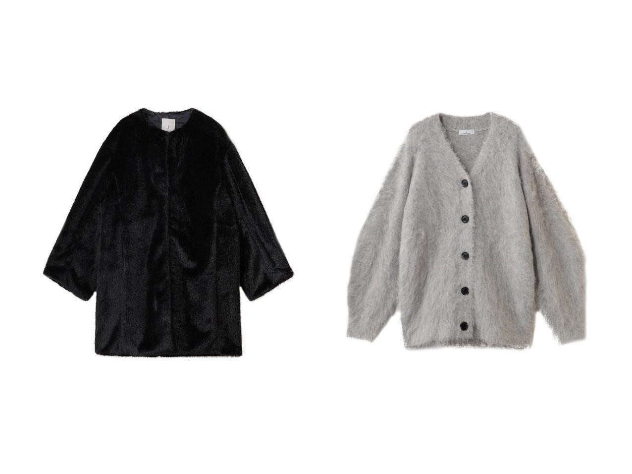 【j./ジェイドット】のエアリーアルパカ Vネックカーディガン&ミンクタッチファー ノーカラーコート おすすめ！トレンド、レディースファッションの通販 おすすめ人気トレンドファッション通販アイテム インテリア・キッズ・メンズ・レディースファッション・服の通販 founy(ファニー) 　ファッション　Fashion　レディースファッション　Fashion for Women　アウター　Coat / Outerwear Collection　コート・ロングコート・ピーコート　Long Coats, Peacoats & More　トップス・カットソー　Cut & Sew Tops　ニット　Knit Tops & Sweaters　カーディガン・羽織り　Layered Style Cardigans　Vネックトップス　V-Neck Tops / V-Cut Neckline Shirts　なめらか　Smooth, Silky Texture　タートルネック　Turtleneck, High Neck　マフラー　Scarf, Muffler　ロング　Long, Long-Length　冬　Winter / This Winter　新作・新入荷　New Arrivals / New In　ブラック系　Black　グレー系　Gray　ブラウン系　Brown　|ID:crp329100000225535