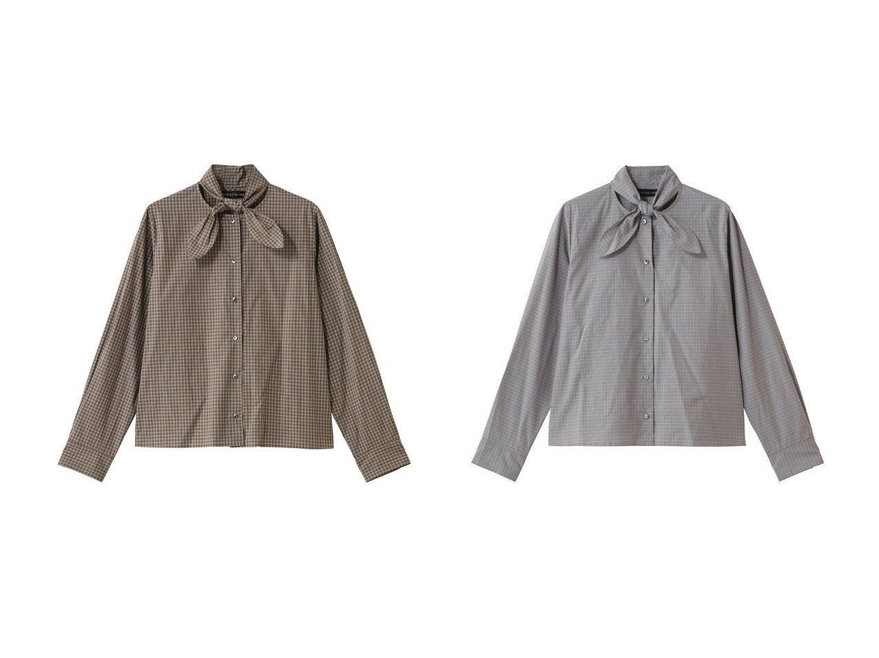 【mizuiro ind/ミズイロ インド】のチェックリボンタイシャツ おすすめ！トレンド、レディースファッションの通販 おすすめ人気トレンドファッション通販アイテム インテリア・キッズ・メンズ・レディースファッション・服の通販 founy(ファニー) 　ファッション　Fashion　レディースファッション　Fashion for Women　トップス・カットソー　Cut & Sew Tops　シャツ・ブラウス・オフィスカジュアル　Elegant Blouses & Button-Ups　コンパクト　Compact, Small Size　ジャケット　Jacket, Outerwear　スリーブ　Sleeve, Long Sleeve / Short Sleeve　チェック　Check, Plaid, Tartan　リボン　Ribbon, Bow　ロング　Long, Long-Length　新作・新入荷　New Arrivals / New In　ブラウン系　Brown　グレー系　Gray　|ID:crp329100000225537