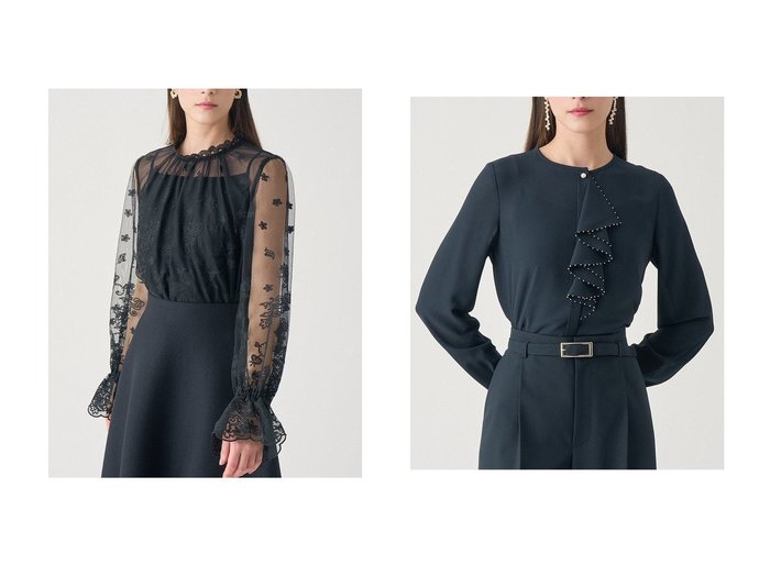 【ANAYI/アナイ】の【Eternal Line 2026】ジョーゼットビーズフリル ブラウス&【Eternal Line 2026】チュール刺繍ベル袖 ブラウス おすすめ！トレンド、レディースファッションの通販 おすすめ人気トレンドファッション通販アイテム 人気、トレンドファッション・服の通販 founy(ファニー) ファッション Fashion レディースファッション Fashion for Women トップス・カットソー Cut & Sew Tops シャツ・ブラウス・オフィスカジュアル Elegant Blouses & Button-Ups 2025年 2025 2025-2026秋冬・A/W Autumn/Winter 2025–26 AW25–26 キャミソール Camisole, Spaghetti Strap Top ジャケット Jacket, Outerwear スカラップ Scallop, Scalloped Edge スリーブ Sleeve, Long Sleeve / Short Sleeve チュール Tulip, Tulip Motif バランス Balance, Style Balance ロング Long, Long-Length エレガント 上品 Elegant 無地 Plain, Solid Color A/W・秋冬 Autumn/Winter |ID:crp329100000225540