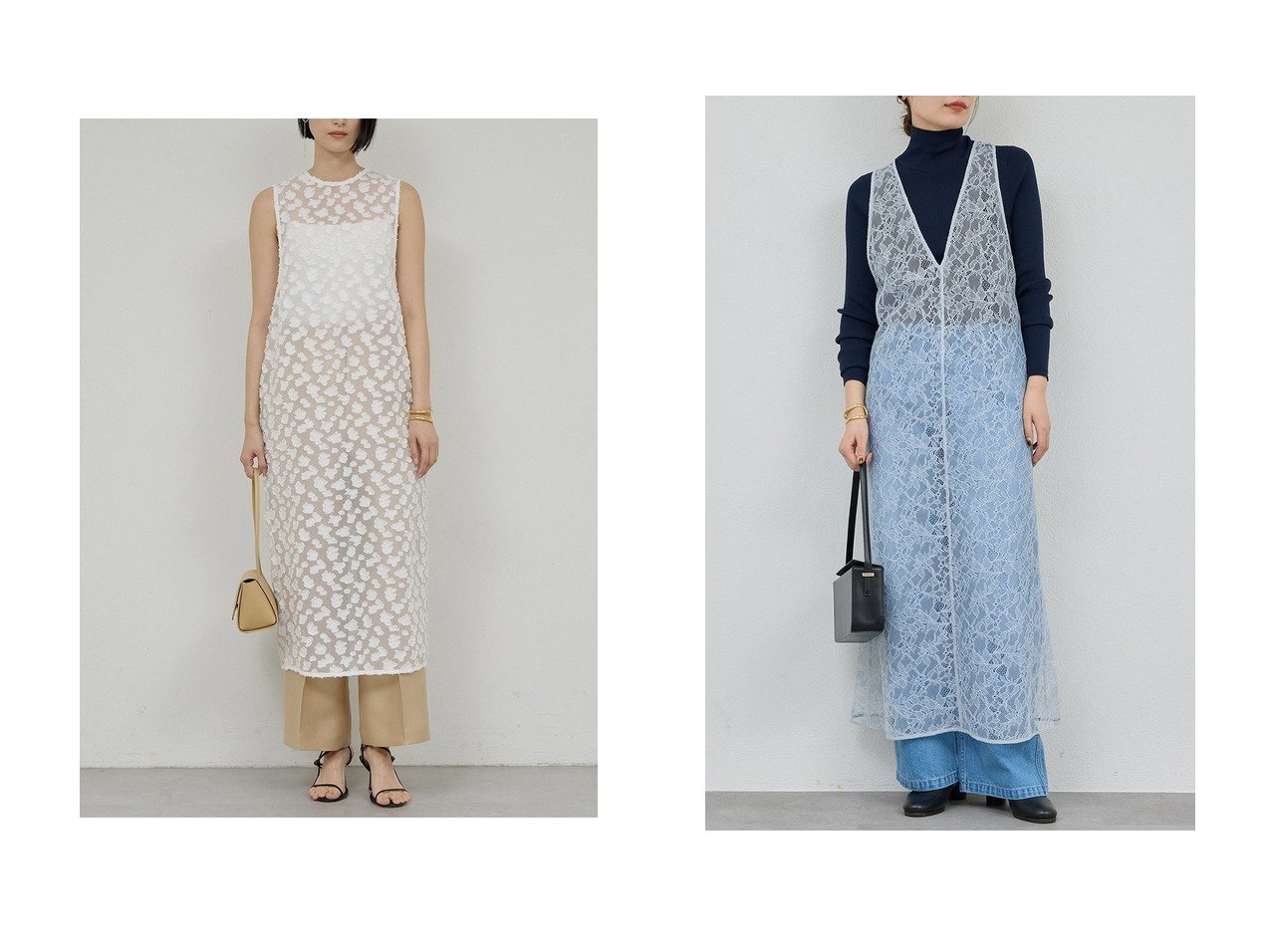 【GALLARDAGALANTE/ガリャルダガランテ】のレースワンピース&ジャガードシアーワンピース おすすめ！トレンド、レディースファッションの通販 おすすめ人気トレンドファッション通販アイテム インテリア・キッズ・メンズ・レディースファッション・服の通販 founy(ファニー) 　ファッション　Fashion　レディースファッション　Fashion for Women　ワンピース　Dresses　チュニック　Tunic Tops & Dresses　オケージョン　Occasion Wear　スウェット / スエット　Sweatshirt, Sweatwear　チュニック　Tunic, Long Top　レース　Lace, Lace Fabric　ロング　Long, Long-Length　エレガント 上品　Elegant　新作・新入荷　New Arrivals / New In　2025年　2025　2025-2026秋冬・A/W　Autumn/Winter 2025–26 AW25–26　A/W・秋冬　Autumn/Winter　ホワイト系　White　ブラック系　Black　|ID:crp329100000225563