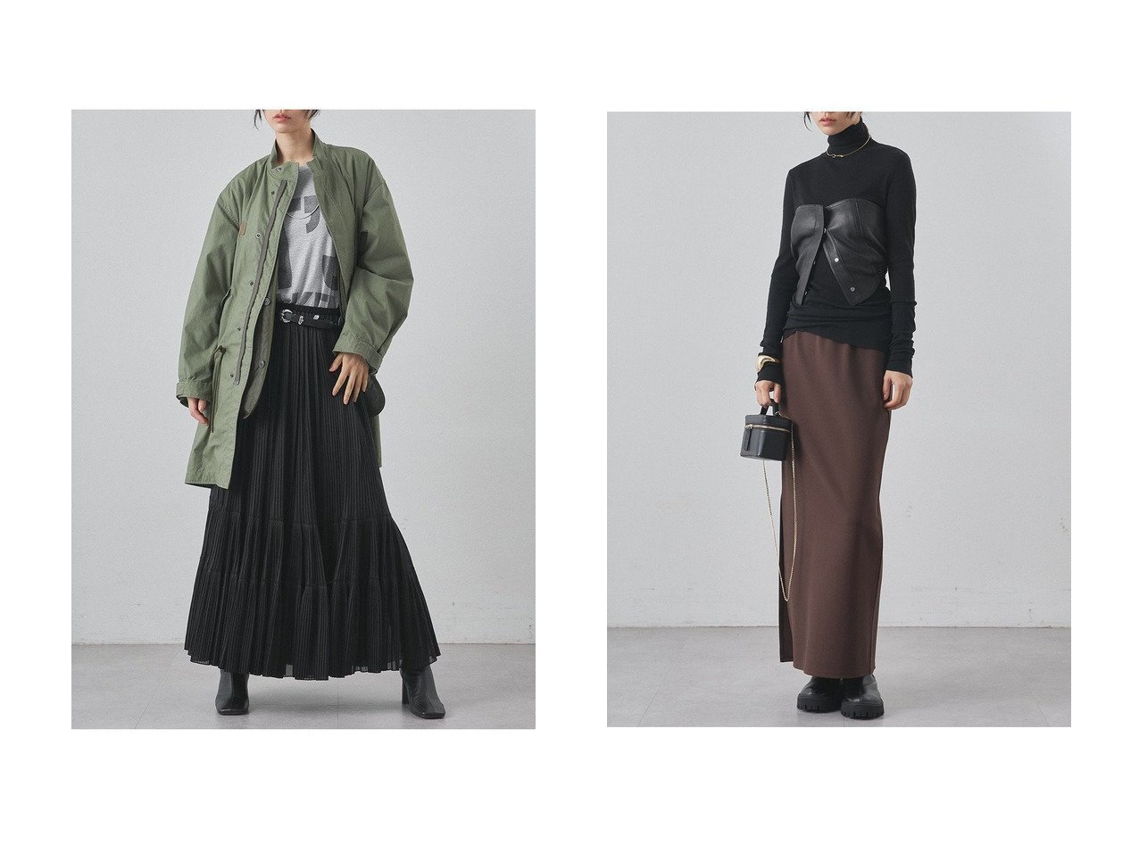 【Whim Gazette/ウィムガゼット】のライナー付ミリタリーコート&レザービスチェ おすすめ！トレンド、レディースファッションの通販 おすすめ人気トレンドファッション通販アイテム インテリア・キッズ・メンズ・レディースファッション・服の通販 founy(ファニー) 　ファッション　Fashion　レディースファッション　Fashion for Women　アウター　Coat / Outerwear Collection　コート・ロングコート・ピーコート　Long Coats, Peacoats & More　トップス・カットソー　Cut & Sew Tops　キャミソール&ノースリーブ　Camisoles & Sleeveless Tops　シャツ・ブラウス・オフィスカジュアル　Elegant Blouses & Button-Ups　ビスチェ　Bustiers & Corset Tops / Layered Bustier Style　2025年　2025　2025-2026秋冬・A/W　Autumn/Winter 2025–26 AW25–26　ポケット　Pocket, Pocket Detail　ミリタリー　Military, Army Style　モッズコート　Mods Coat, Military Parka　ライナー　Liner, Inner Layer　ロング　Long, Long-Length　冬　Winter / This Winter　A/W・秋冬　Autumn/Winter　カットソー　Cut and Sewn Top　コンパクト　Compact, Small Size　ノースリーブ　Sleeveless, No-Sleeve　フィット　Fit, Slim Fit　リアル　Real, Realistic　ベージュ系　Beige　グリーン系　Green　ブラック系　Black　|ID:crp329100000225573