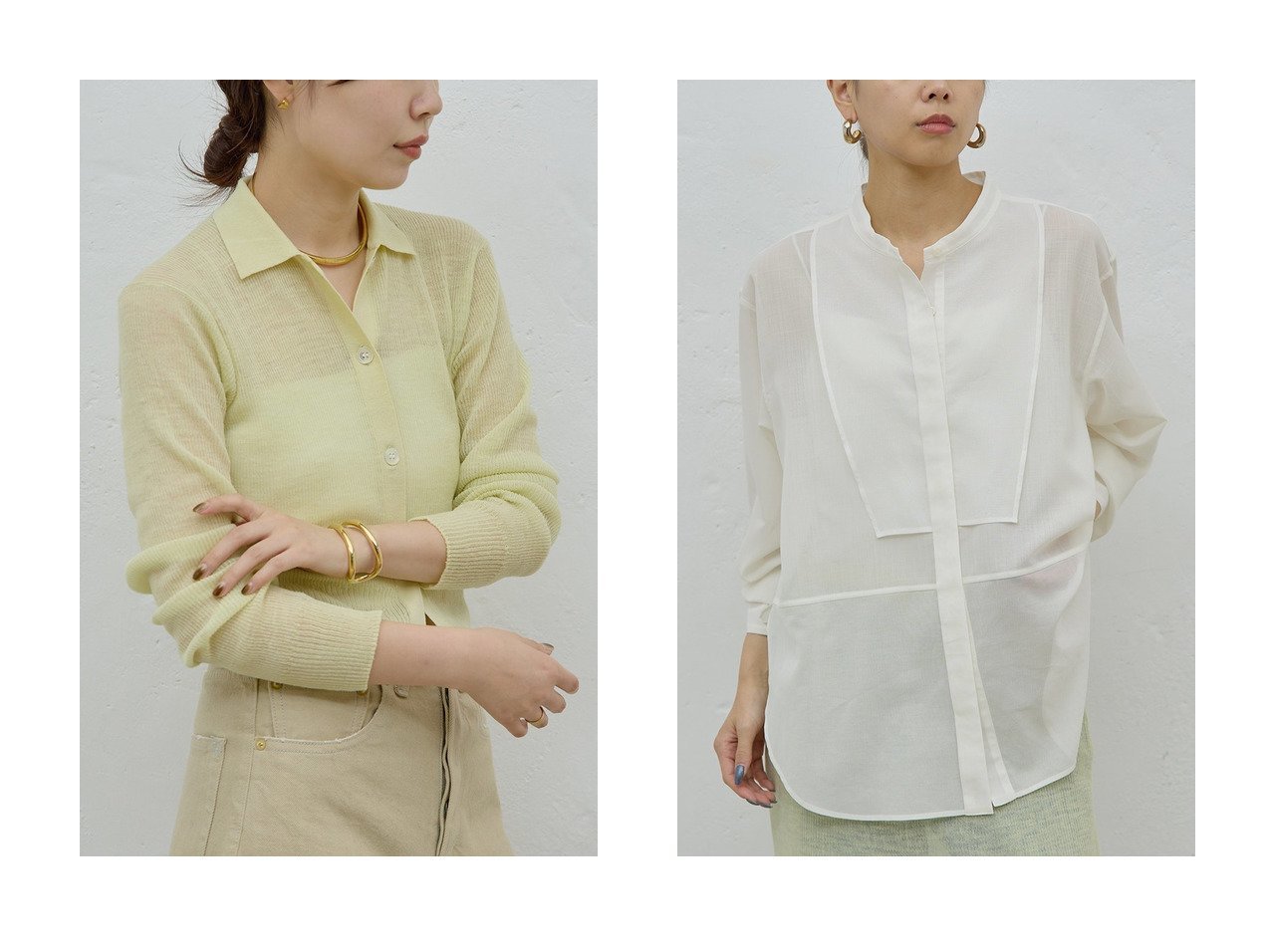 【GALLARDAGALANTE/ガリャルダガランテ】の【HERITANOVUM】【セットアップ対応】シアーリブポロニット&【HERITANOVUM】ボザムシャツ おすすめ！トレンド、レディースファッションの通販 おすすめ人気トレンドファッション通販アイテム インテリア・キッズ・メンズ・レディースファッション・服の通販 founy(ファニー) 　ファッション　Fashion　レディースファッション　Fashion for Women　トップス・カットソー　Cut & Sew Tops　ニット　Knit Tops & Sweaters　カーディガン・羽織り　Layered Style Cardigans　シャツ・ブラウス・オフィスカジュアル　Elegant Blouses & Button-Ups　カーディガン　Cardigan, Knitwear　シアー　Sheer, See-Through　スタイリッシュ　Stylish, Fashionable　セットアップ　Set-Up, Coordinated Outfit　バランス　Balance, Style Balance　ボトム　Bottoms, Lower Wear　新作・新入荷　New Arrivals / New In　グレー系　Gray　イエロー系　Yellow　ホワイト系　White　|ID:crp329100000225578