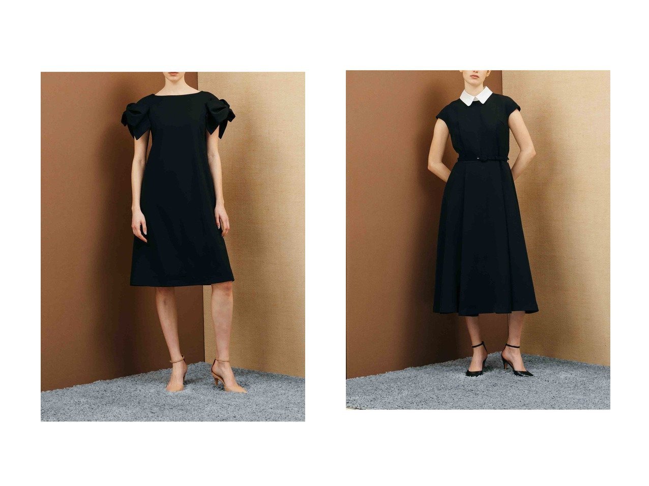 【CORCOVADO/コルコバード】のマットサテン白襟ドレス&ツイストジャージーリボンドレス おすすめ！トレンド、レディースファッションの通販 おすすめ人気トレンドファッション通販アイテム インテリア・キッズ・メンズ・レディースファッション・服の通販 founy(ファニー) 　ファッション　Fashion　レディースファッション　Fashion for Women　ワンピース　Dresses　フォーマル・パーティードレス・結婚式用ドレス　Elegant & Casual Dresses　チュニック　Tunic Tops & Dresses　チュニック　Tunic, Long Top　フェミニン　Feminine, Girly　リボン　Ribbon, Bow　エレガント 上品　Elegant　オケージョン　Occasion Wear　サテン　Satin, Glossy Fabric　スリーブ　Sleeve, Long Sleeve / Short Sleeve　ドレス　Dress, One-Piece　パーティ　Party, Party Style　フレア　Flare, Flared　フレンチ　French, French Style　再入荷　Restock / Back in Stock　ブラック系　Black　|ID:crp329100000225583