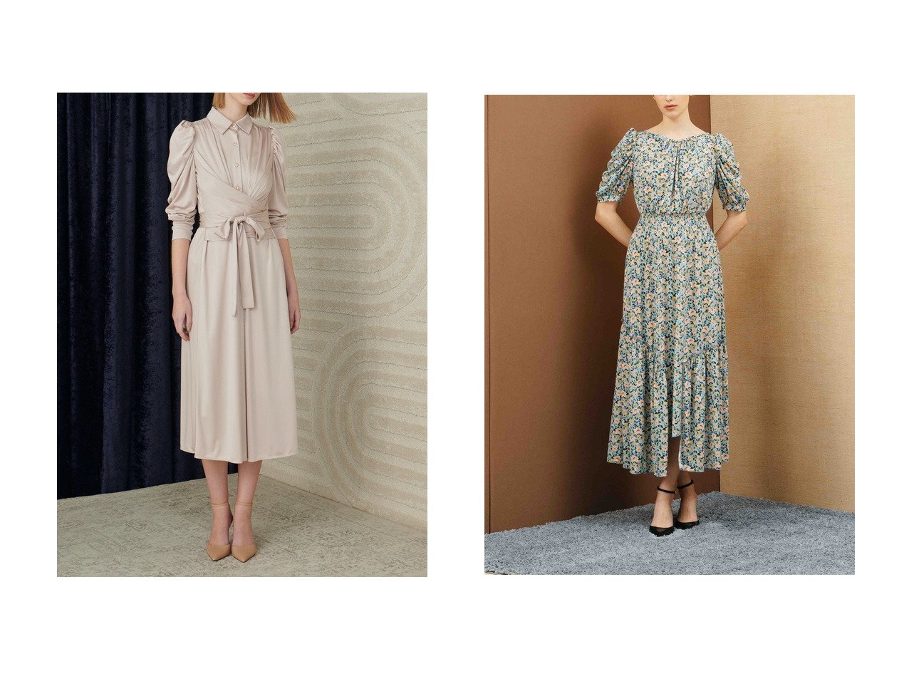 【CORCOVADO/コルコバード】のサテンスムースカシュクールシャツドレス&Jersey ボートネックドレス おすすめ！トレンド、レディースファッションの通販 おすすめ人気トレンドファッション通販アイテム インテリア・キッズ・メンズ・レディースファッション・服の通販 founy(ファニー) 　ファッション　Fashion　レディースファッション　Fashion for Women　ワンピース　Dresses　フォーマル・パーティードレス・結婚式用ドレス　Elegant & Casual Dresses　チュニック　Tunic Tops & Dresses　カシュクール　Wrap Design　チュニック　Tunic, Long Top　ドレス　Dress, One-Piece　ドレープ　Drape, Draping Fabric　エレガント 上品　Elegant　デコルテ　Décolleté, Neckline　プリント　Print, Printed Pattern　リラックス　Relax, Relaxed Fit　ベージュ系　Beige　レッド系　Red　|ID:crp329100000225585