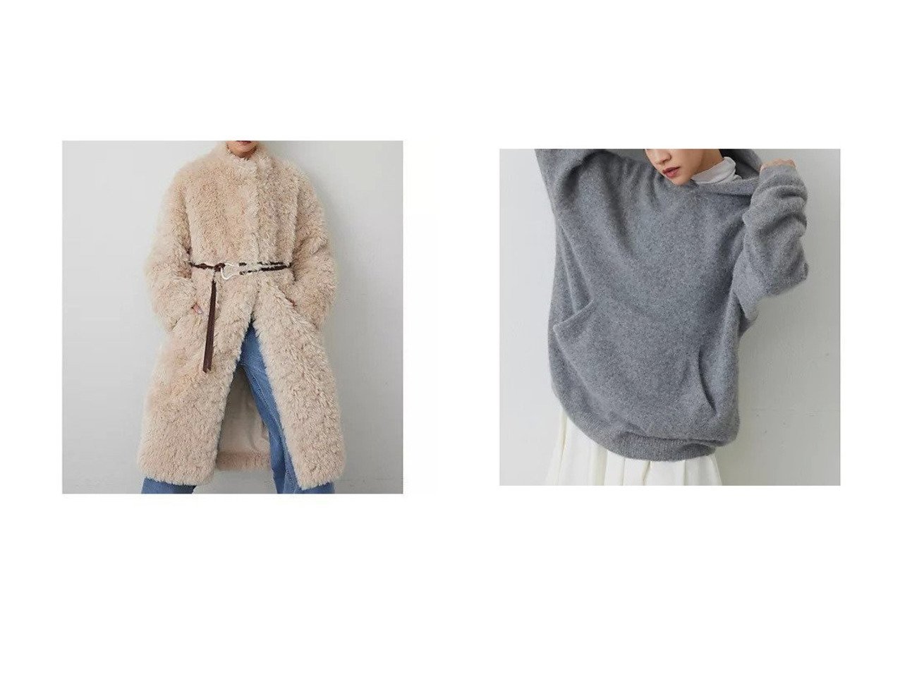 【Whim Gazette/ウィムガゼット】の【THE PAUSE】ファーニットフーディープルオーバー&【THE PAUSE】フェイクファーロングコート おすすめ！トレンド、レディースファッションの通販 おすすめ人気トレンドファッション通販アイテム インテリア・キッズ・メンズ・レディースファッション・服の通販 founy(ファニー) 　ファッション　Fashion　レディースファッション　Fashion for Women　トップス・カットソー　Cut & Sew Tops　ニット　Knit Tops & Sweaters　カジュアルプルオーバー・ニットトップス　Pullovers & Knit Tops / Casual Pullovers　アウター　Coat / Outerwear Collection　コート・ロングコート・ピーコート　Long Coats, Peacoats & More　ヴィンテージ　Vintage Style　グラデーション　Gradient, Ombre　セットアップ　Set-Up, Coordinated Outfit　ダウン　Down, Puffer　パーカー　Hoodie, Parka　フォックス　Fox, Fox Fur　ワーク　Workwear, Utility Style　おすすめ　Recommended / Our Picks　2025年　2025　2025-2026秋冬・A/W　Autumn/Winter 2025–26 AW25–26　グレー系　Gray　ベージュ系　Beige　イエロー系　Yellow　|ID:crp329100000225610
