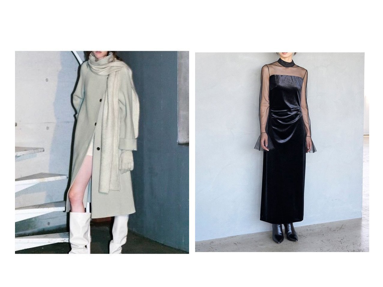 【SNIDEL/スナイデル】のシアードッキングベロアドレス&【HIGH QUALITY】バルマカンリバーコート おすすめ！トレンド、レディースファッションの通販 おすすめ人気トレンドファッション通販アイテム インテリア・キッズ・メンズ・レディースファッション・服の通販 founy(ファニー) 　ファッション　Fashion　レディースファッション　Fashion for Women　トップス・カットソー　Cut & Sew Tops　ベロアトップス　Velour Tops / Velvet-Look Items　ワンピース　Dresses　フォーマル・パーティードレス・結婚式用ドレス　Elegant & Casual Dresses　アウター　Coat / Outerwear Collection　コート・ロングコート・ピーコート　Long Coats, Peacoats & More　ウェーブ　Wavy Pattern　エレガント 上品　Elegant　ジュエリー　Jewelry, Accessories　ストレッチ　Stretch, Stretchy Fabric　ストレート　Straight, Straight Cut　スマート　Smart, Elegant　ドレス　Dress, One-Piece　ドレープ　Drape, Draping Fabric　バランス　Balance, Style Balance　ベロア　Velour, Soft Velvet　リボン　Ribbon, Bow　おすすめ　Recommended / Our Picks　スタイリッシュ　Stylish, Fashionable　スタンド　Stand Collar, Upright Stand　フェルト　Felt, Felt Fabric　ポケット　Pocket, Pocket Detail　リュクス　Luxury, Elegant, High-End, Chic　リラックス　Relax, Relaxed Fit　ロング　Long, Long-Length　|ID:crp329100000225612