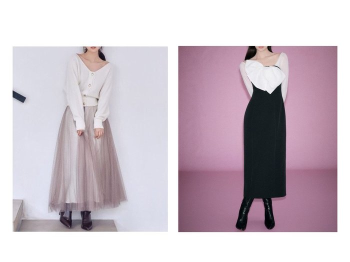 【SNIDEL/スナイデル】のチュールスカートセットカーディガン&オフショルリボンドレス おすすめ!トレンド、レディースファッションの通販 おすすめ人気トレンドファッション通販アイテム インテリア・キッズ・メンズ・レディースファッション・服の通販 founy(ファニー) https://founy.com/ ファッション Fashion レディースファッション Fashion for Women ワンピース Dresses フォーマル・パーティードレス・結婚式用ドレス Elegant & Casual Dresses スカート Skirts ウェーブ Wavy Pattern エアリー Airy Texture エレガント 上品 Elegant シアー Sheer, See-Through シャーリング Shirring, Ruched ストレッチ Stretch, Stretchy Fabric スマート Smart, Elegant デコルテ Décolleté, Neckline ドッキング Docking, Mixed Material ドレス Dress, One-Piece ビッグ Big, Oversized モノトーン Monotone, Black and White リボン Ribbon, Bow ロング Long, Long-Length おすすめ Recommended / Our Picks |ID:crp329100000225613