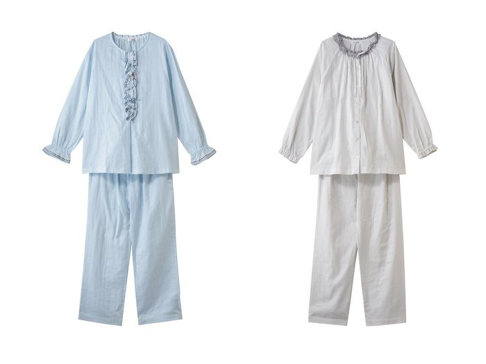 【IKUKO/イクコ】のダブルガーゼ フロントフリル&リボンパジャマ&ダブルガーゼ レースネック全開パジャマ おすすめ！トレンド、レディースファッションの通販 おすすめ人気トレンドファッション通販アイテム 人気、トレンドファッション・服の通販 founy(ファニー) 　お家時間・ステイホーム　Stay Home / At Home　ジュエリー　Jewelry, Accessories　ダブル　Double, Double-Breasted　パジャマ　Pajamas, Sleepwear　リラックス　Relax, Relaxed Fit　レース　Lace, Lace Fabric　新作・新入荷　New Arrivals / New In　|ID:crp329100000225620