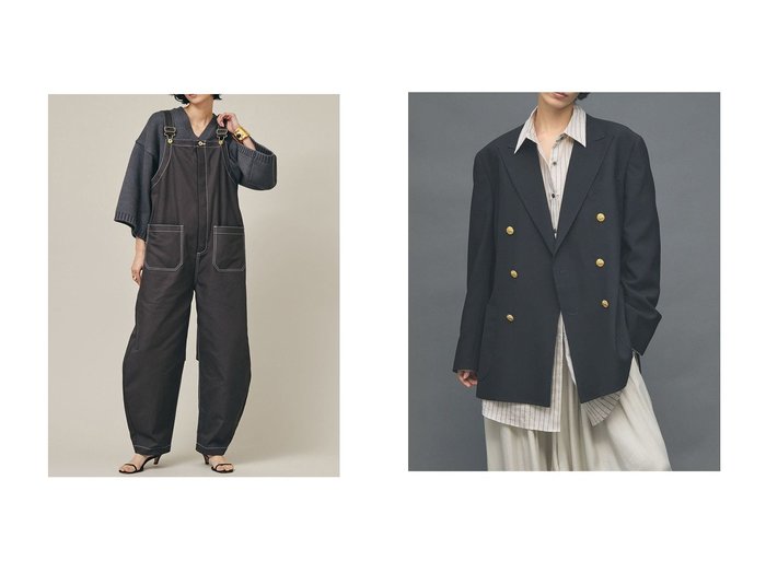 【Curensology/カレンソロジー】の【UNIVERSAL OVERALL】別注カーヴィーオーバーオール&【Brooks Brothers】別注6ボタンダブルブレザー 【別注】おすすめ！トレンド、レディースファッションの通販 おすすめ人気トレンドファッション通販アイテム 人気、トレンドファッション・服の通販 founy(ファニー) 　ファッション　Fashion　レディースファッション　Fashion for Women　アウター　Coat / Outerwear Collection　レディースジャケット・軽アウター　Jackets　パンツ　Pants & Trousers　アメリカン　American Style　エレガント 上品　Elegant　クラシック　Classic, Timeless Style　コレクション　Collection, Seasonal Line　ジャケット　Jacket, Outerwear　スタイリッシュ　Stylish, Fashionable　ダブル　Double, Double-Breasted　ドレープ　Drape, Draping Fabric　定番　Standard, Basic Item　ニューヨーク　New York, NYC Style　人気　Popular, Best Seller　パイピング　Piping, Trim Design　パッチ　Patch, Appliqué　ポケット　Pocket, Pocket Detail　別注　Limited Edition, Custom Order　入学式　Entrance Ceremony　卒業式　Graduation Ceremony　カットソー　Cut and Sewn Top　シンプル　Simple, Minimal　バランス　Balance, Style Balance　フォルム　Silhouette, Form　ベーシック　Basic, Essential　ワイド　Wide, Wide Fit　ワーク　Workwear, Utility Style　|ID:crp329100000225624