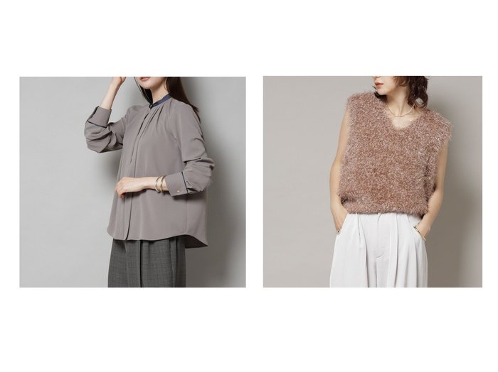【nano universe/ナノ ユニバース】のスタンドバイカラータックブラウス&シャギーラメベスト おすすめ！トレンド、レディースファッションの通販 おすすめ人気トレンドファッション通販アイテム 人気、トレンドファッション・服の通販 founy(ファニー) ファッション Fashion レディースファッション Fashion for Women トップス・カットソー Cut & Sew Tops シャツ・ブラウス・オフィスカジュアル Elegant Blouses & Button-Ups アウター Coat / Outerwear Collection ベスト&ジレ / 重ね着スタイル Vests & Gilets インナー Innerwear 春 Spring カフス Cuff Design ジャケット Jacket, Outerwear ジョーゼット Georgette, Semi-Sheer Fabric スタンド Stand Collar, Upright Stand セットアップ Set-Up, Coordinated Outfit 人気 Popular, Best Seller パイピング Piping, Trim Design フロント Front, Front Design ビジネス 仕事 通勤 Business / Work / Commuting 2025年 2025 2025-2026秋冬・A/W Autumn/Winter 2025–26 AW25–26 |ID:crp329100000225627