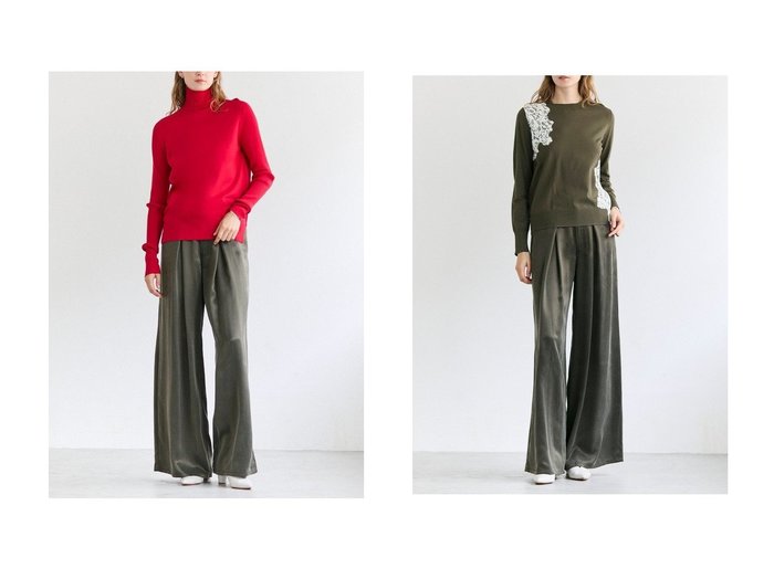 【BEIGE,/ベイジ,】のサムホールハイネックニット/&アシンメトリーレースクルーネックニット/ おすすめ！トレンド、レディースファッションの通販 おすすめ人気トレンドファッション通販アイテム 人気、トレンドファッション・服の通販 founy(ファニー) ファッション Fashion レディースファッション Fashion for Women トップス・カットソー Cut & Sew Tops ニット Knit Tops & Sweaters カジュアルプルオーバー・ニットトップス Pullovers & Knit Tops / Casual Pullovers おすすめ Recommended / Our Picks シンプル Simple, Minimal ストレッチ Stretch, Stretchy Fabric スリット Slit, Slit Detail タートル Turtleneck, Turtle Collar ハイネック High Neck, Mock Neck ロング Long, Long-Length 人気 Popular, Best Seller 新作・新入荷 New Arrivals / New In |ID:crp329100000225633