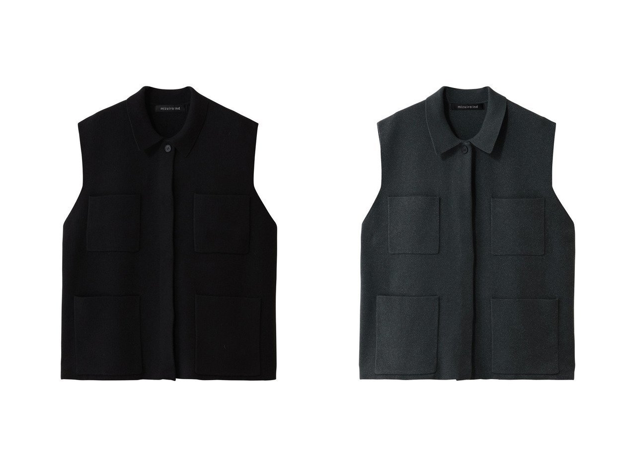 【mizuiro ind/ミズイロ インド】のwide vest with collar ベスト おすすめ！トレンド、レディースファッションの通販 おすすめ人気トレンドファッション通販アイテム インテリア・キッズ・メンズ・レディースファッション・服の通販 founy(ファニー) 　ファッション　Fashion　レディースファッション　Fashion for Women　アウター　Coat / Outerwear Collection　レディースジャケット・軽アウター　Jackets　インナー　Innerwear　ジャケット　Jacket, Outerwear　タートルネック　Turtleneck, High Neck　ベスト　Vest, Waistcoat　ポケット　Pocket, Pocket Detail　リラックス　Relax, Relaxed Fit　ワイド　Wide, Wide Fit　新作・新入荷　New Arrivals / New In　グレー系　Gray　ブラック系　Black　|ID:crp329100000225641