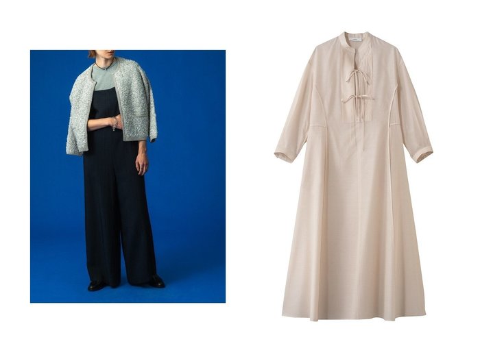 【ebure/エブール】のビスコースブッチャー サロペット&ライトウールシルク バンドカラーワンピース おすすめ！トレンド、レディースファッションの通販 おすすめ人気トレンドファッション通販アイテム 人気、トレンドファッション・服の通販 founy(ファニー) ファッション Fashion レディースファッション Fashion for Women パンツ Pants & Trousers ワンピース Dresses チュニック Tunic Tops & Dresses 2026年 2026 インナー Innerwear サロペット Overalls, Salopette シンプル Simple, Minimal 夏 Summer 春 Spring S/S・春夏 SS, Spring/Summer, Warm Season |ID:crp329100000225653