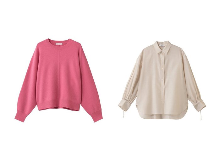 【ebure/エブール】のハイゲージカシミア クルーネックニットプルオーバー&ライトウールシルク パフスリーブシャツ おすすめ！トレンド、レディースファッションの通販 おすすめ人気トレンドファッション通販アイテム 人気、トレンドファッション・服の通販 founy(ファニー) ファッション Fashion レディースファッション Fashion for Women トップス・カットソー Cut & Sew Tops ニット Knit Tops & Sweaters カジュアルプルオーバー・ニットトップス Pullovers & Knit Tops / Casual Pullovers シャツ・ブラウス・オフィスカジュアル Elegant Blouses & Button-Ups 2026年 2026 ストレッチ Stretch, Stretchy Fabric センター Center, Center Line モダン Modern, Contemporary 夏 Summer 春 Spring S/S・春夏 SS, Spring/Summer, Warm Season |ID:crp329100000225654