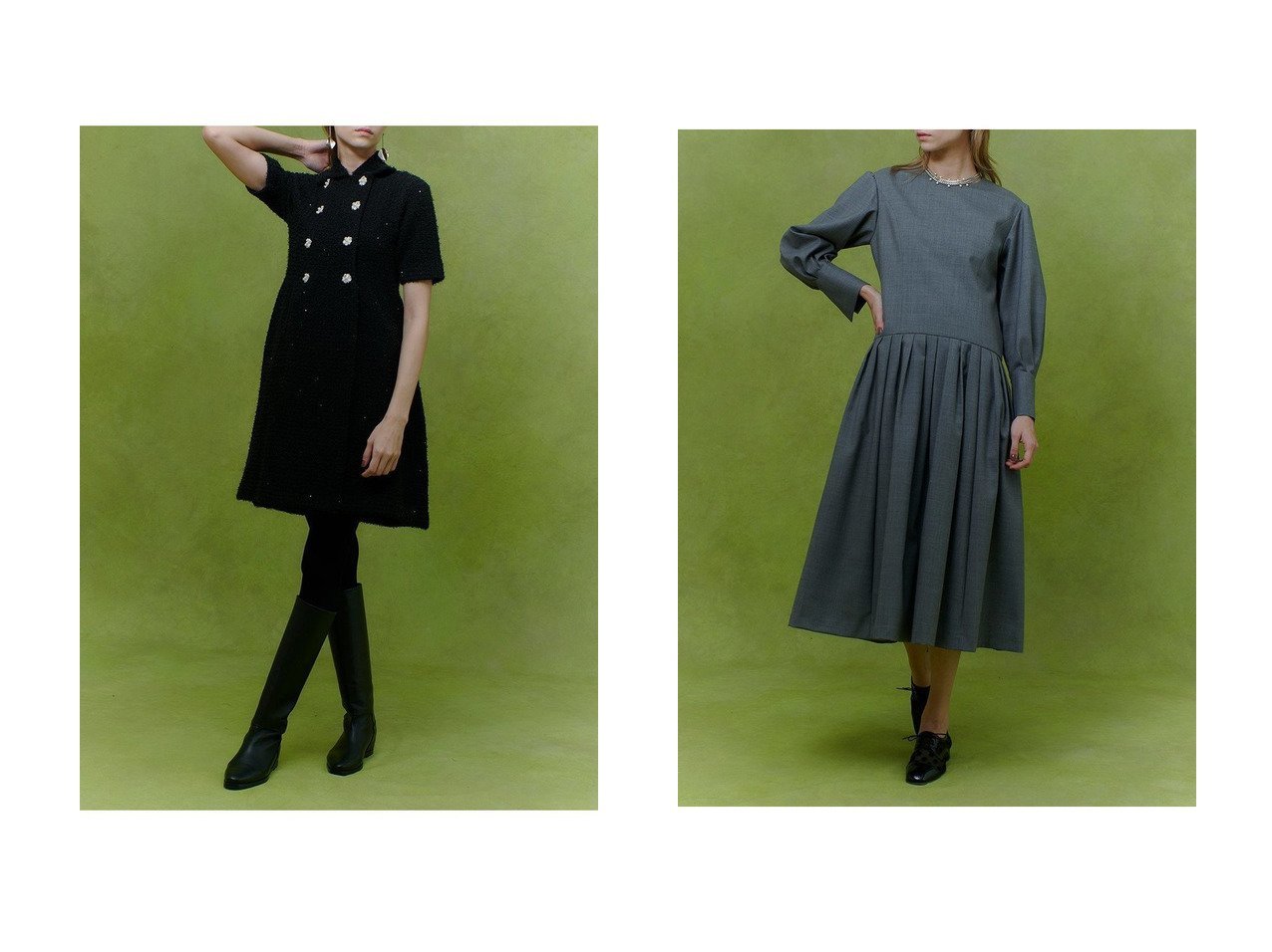 【allureville/アルアバイル】の【LOULOU WILLOUGHBY】ウールトロローウエストワンピース&【LOULOU WILLOUGHBY】ニットツィードワンピース おすすめ！トレンド、レディースファッションの通販 おすすめ人気トレンドファッション通販アイテム インテリア・キッズ・メンズ・レディースファッション・服の通販 founy(ファニー) 　ファッション　Fashion　レディースファッション　Fashion for Women　ワンピース　Dresses　チュニック　Tunic Tops & Dresses　2025年　2025　2025-2026秋冬・A/W　Autumn/Winter 2025–26 AW25–26　チュニック　Tunic, Long Top　ロング　Long, Long-Length　エレガント 上品　Elegant　春　Spring　A/W・秋冬　Autumn/Winter　グレー系　Gray　ホワイト系　White　ブラック系　Black　|ID:crp329100000225665