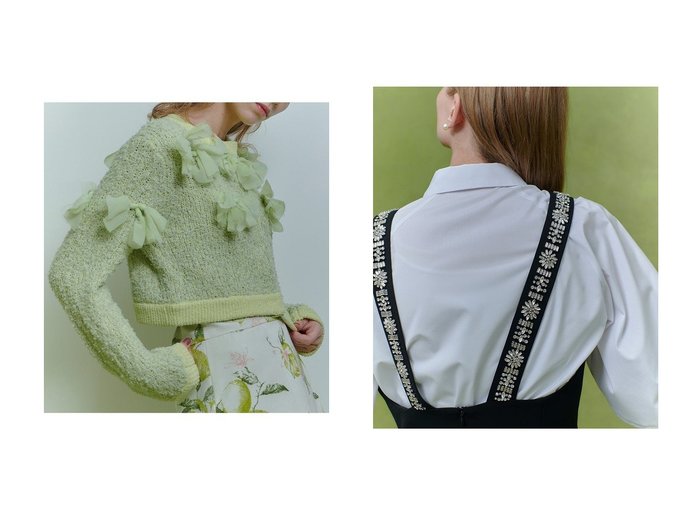 【allureville/アルアバイル】の【LOULOU WILLOUGHBY】ペタルパピヨンカーディガン&【LOULOU WILLOUGHBY】ビジュージャンパースカート おすすめ！トレンド、レディースファッションの通販 おすすめ人気トレンドファッション通販アイテム 人気、トレンドファッション・服の通販 founy(ファニー) ファッション Fashion レディースファッション Fashion for Women トップス・カットソー Cut & Sew Tops ニット Knit Tops & Sweaters カーディガン・羽織り Layered Style Cardigans スカート Skirts ワンピース Dresses 2025年 2025 2025-2026秋冬・A/W Autumn/Winter 2025–26 AW25–26 おすすめ Recommended / Our Picks アンサンブル Ensemble Set カーディガン Cardigan, Knitwear ジョーゼット Georgette, Semi-Sheer Fabric ツイード／ツィード Choker, Choker Necklace リボン Ribbon, Bow A/W・秋冬 Autumn/Winter |ID:crp329100000225672