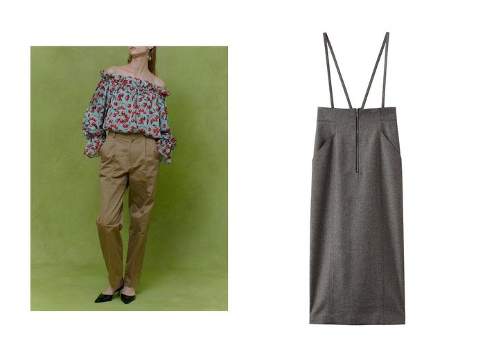 【allureville/アルアバイル】のシックツィードツイルサロペスカート&【LOULOU WILLOUGHBY】タックチノパンツ おすすめ！トレンド、レディースファッションの通販 おすすめ人気トレンドファッション通販アイテム 人気、トレンドファッション・服の通販 founy(ファニー) ファッション Fashion レディースファッション Fashion for Women パンツ Pants & Trousers スカート Skirts 2025年 2025 2025-2026秋冬・A/W Autumn/Winter 2025–26 AW25–26 センター Center, Center Line チェリー Cherry, Cherry Pattern パイピング Piping, Trim Design プリント Print, Printed Pattern A/W・秋冬 Autumn/Winter カットソー Cut and Sewn Top サロペット Overalls, Salopette ツイード Twill, Twill Weave ロング Long, Long-Length エレガント 上品 Elegant 新作・新入荷 New Arrivals / New In |ID:crp329100000225674