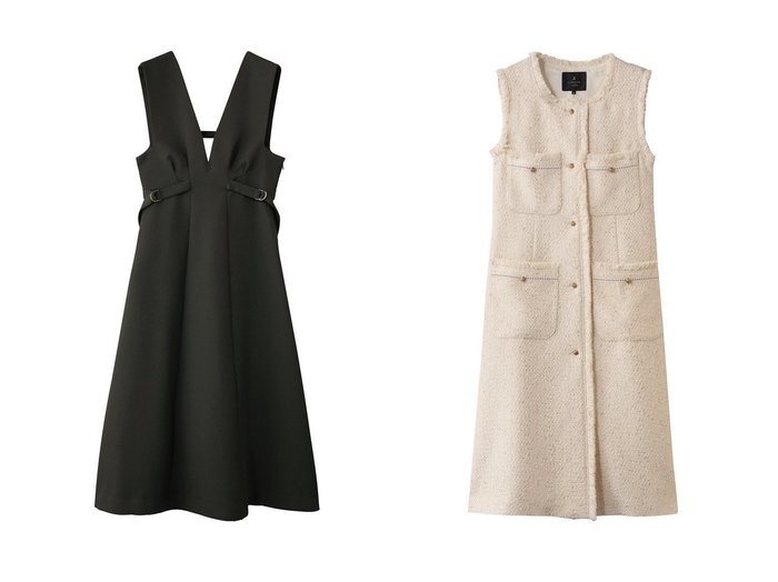 【LANVIN en Bleu/ランバン オン ブルー】のダブルクロスジャンバースカート&ツイードジレワンピース おすすめ！トレンド、レディースファッションの通販 おすすめ人気トレンドファッション通販アイテム 人気、トレンドファッション・服の通販 founy(ファニー) ファッション Fashion レディースファッション Fashion for Women スカート Skirts ワンピース Dresses アウター Coat / Outerwear Collection チュニック Tunic Tops & Dresses 2026年 2026 スタイリッシュ Stylish, Fashionable ダブル Double, Double-Breasted チュニック Tunic, Long Top ロング Long, Long-Length 夏 Summer 春 Spring S/S・春夏 SS, Spring/Summer, Warm Season |ID:crp329100000225684