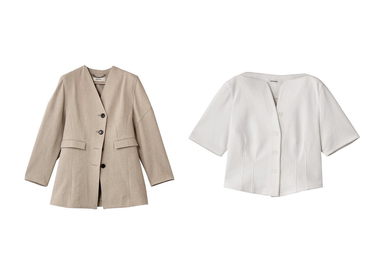 【AKIRANAKA/アキラナカ】のSesilia ジャージー ショートスリーブシャツ&Helene コットンリネン ジャケット おすすめ！トレンド、レディースファッションの通販 おすすめ人気トレンドファッション通販アイテム インテリア・キッズ・メンズ・レディースファッション・服の通販 founy(ファニー) 　ファッション　Fashion　レディースファッション　Fashion for Women　アウター　Coat / Outerwear Collection　レディースジャケット・軽アウター　Jackets　トップス・カットソー　Cut & Sew Tops　シャツ・ブラウス・オフィスカジュアル　Elegant Blouses & Button-Ups　2026年　2026　コンパクト　Compact, Small Size　ショルダー　Shoulder, Shoulder Strap　ジャケット　Jacket, Outerwear　ドロップ　Drop Shoulder, Dropped Style　バランス　Balance, Style Balance　モダン　Modern, Contemporary　リネン　Linen, Linen Fabric　夏　Summer　春　Spring　S/S・春夏　SS, Spring/Summer, Warm Season　ベージュ系　Beige　ブラック系　Black　ホワイト系　White　|ID:crp329100000225690