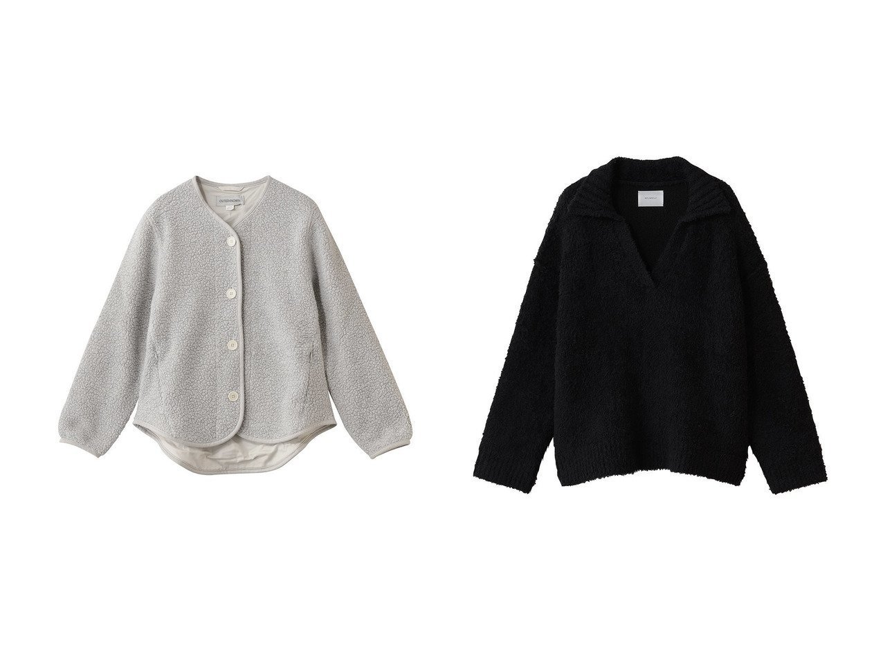 【OUTERKNOWN/アウターノウン】のWOOLAROO コクーン ジャケット&【MIDIUMISOLID/ミディウミソリッド】のfeather yarn skipper PO プルオーバー おすすめ！トレンド、レディースファッションの通販 おすすめ人気トレンドファッション通販アイテム インテリア・キッズ・メンズ・レディースファッション・服の通販 founy(ファニー) 　ファッション　Fashion　レディースファッション　Fashion for Women　アウター　Coat / Outerwear Collection　レディースジャケット・軽アウター　Jackets　トップス・カットソー　Cut & Sew Tops　ニット　Knit Tops & Sweaters　カジュアルプルオーバー・ニットトップス　Pullovers & Knit Tops / Casual Pullovers　アウトドア　Outdoor Clothing　インナー　Innerwear　コクーン　Cocoon, Cocoon Silhouette　ジャケット　Jacket, Outerwear　今季　This Season, Current Season　新作・新入荷　New Arrivals / New In　秋　Autumn　羽織　Haori, Light Jacket　スキッパー　Skipper, Open Collar　デコルテ　Décolleté, Neckline　フェザー　Feather, Feather Detail　フレア　Flare, Flared　マニッシュ　Mannish, Boyish　ホワイト系　White　イエロー系　Yellow　グリーン系　Green　ブラック系　Black　|ID:crp329100000225692